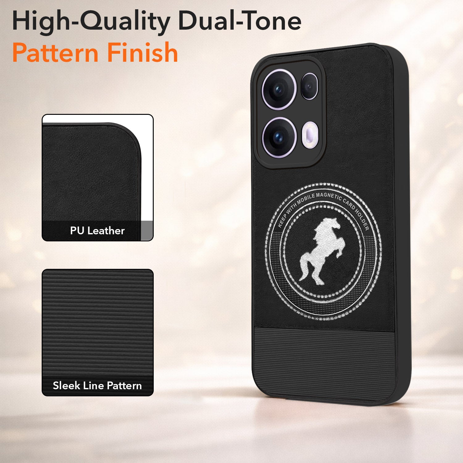 For Oppo Reno13 Pro 5G | Oppo Reno 13 Pro 5G Back Cover Case PU Leather Finish (Professional Minimalist Texture | MagSafe Compatile | Camera Protection | Sleek Sober Formal)