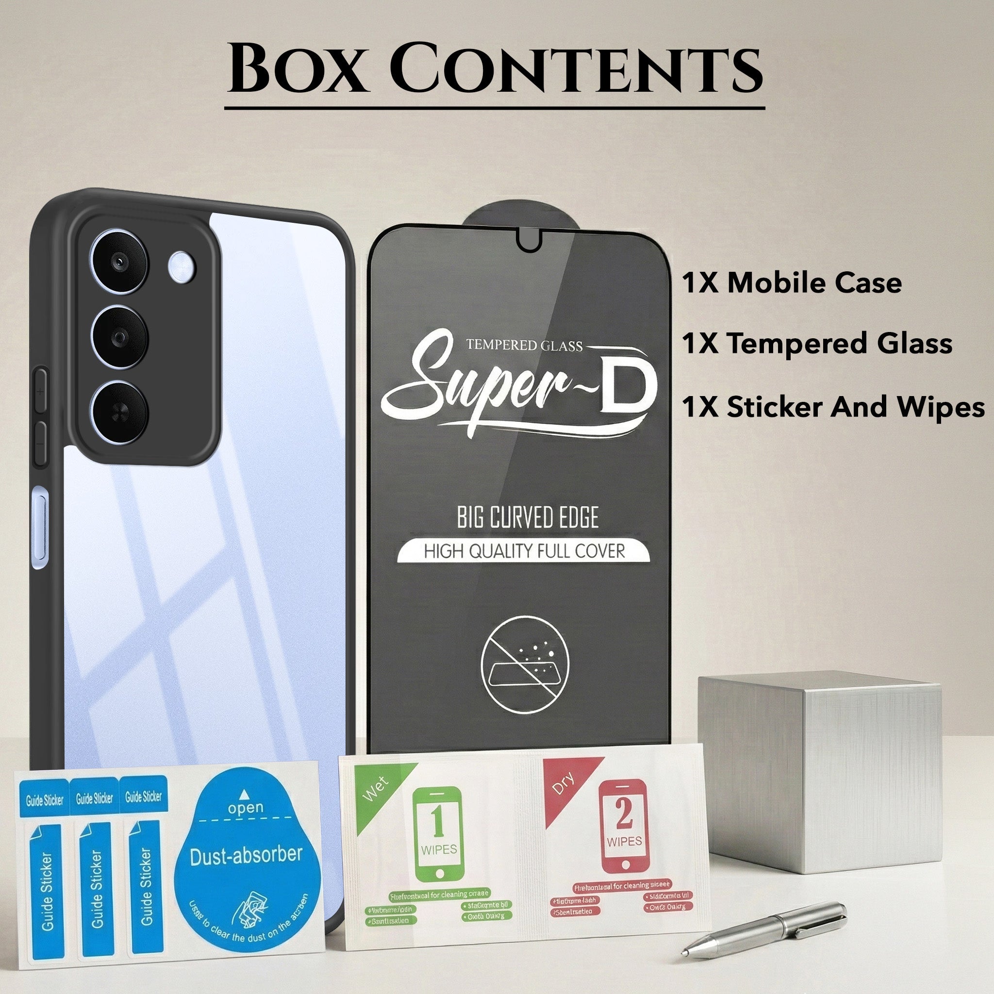 For Realme C83 5G Combo with Back Cover and 9H Tempered Glass (Lifetime Anti-Yellow | Crystal Clear Shockproof | Oleophobic Coating Screen Glass)