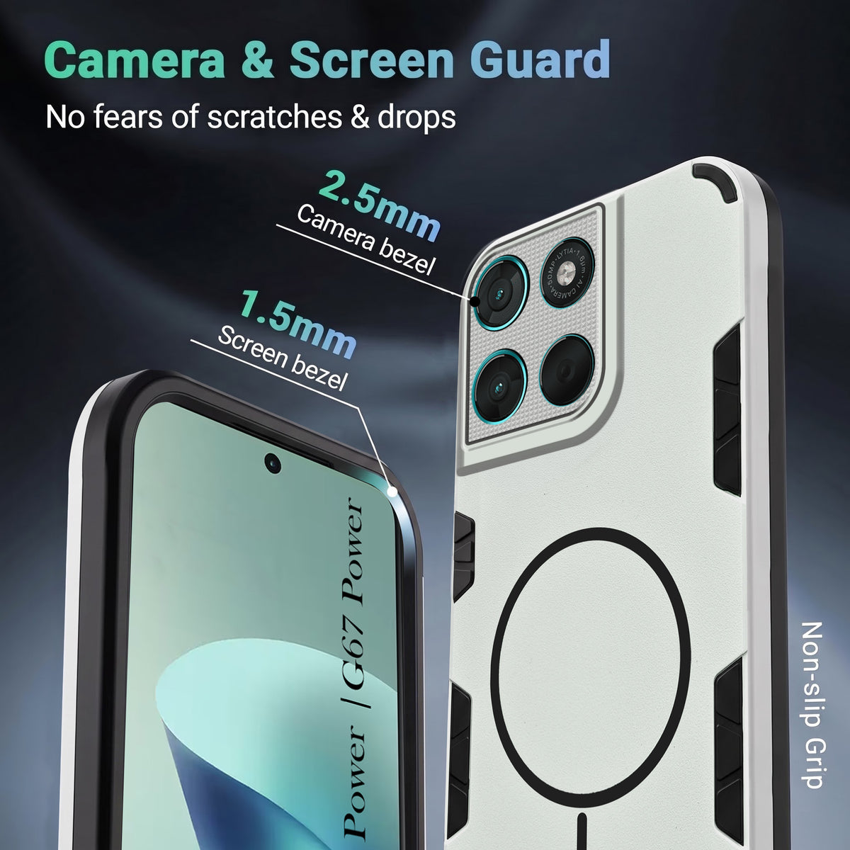 For Motorola Moto G67 Power | G57 Power Back Cover Case (Slim Hybrid Armor | Shockproof Camera Protection | Rugged Dual Layer)