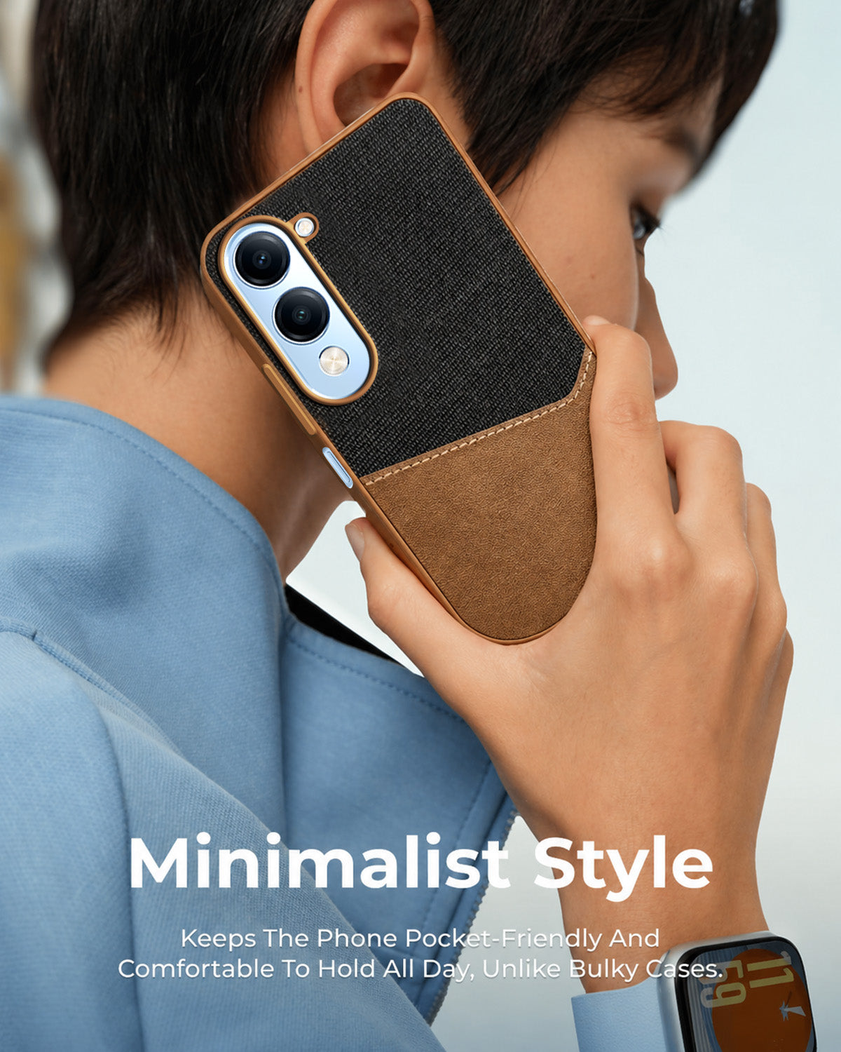 For Vivo iQOO Z10 Lite Back Cover Case (Dual PU Leather Stitch | Professional Minimalist | Soft and Flexible)