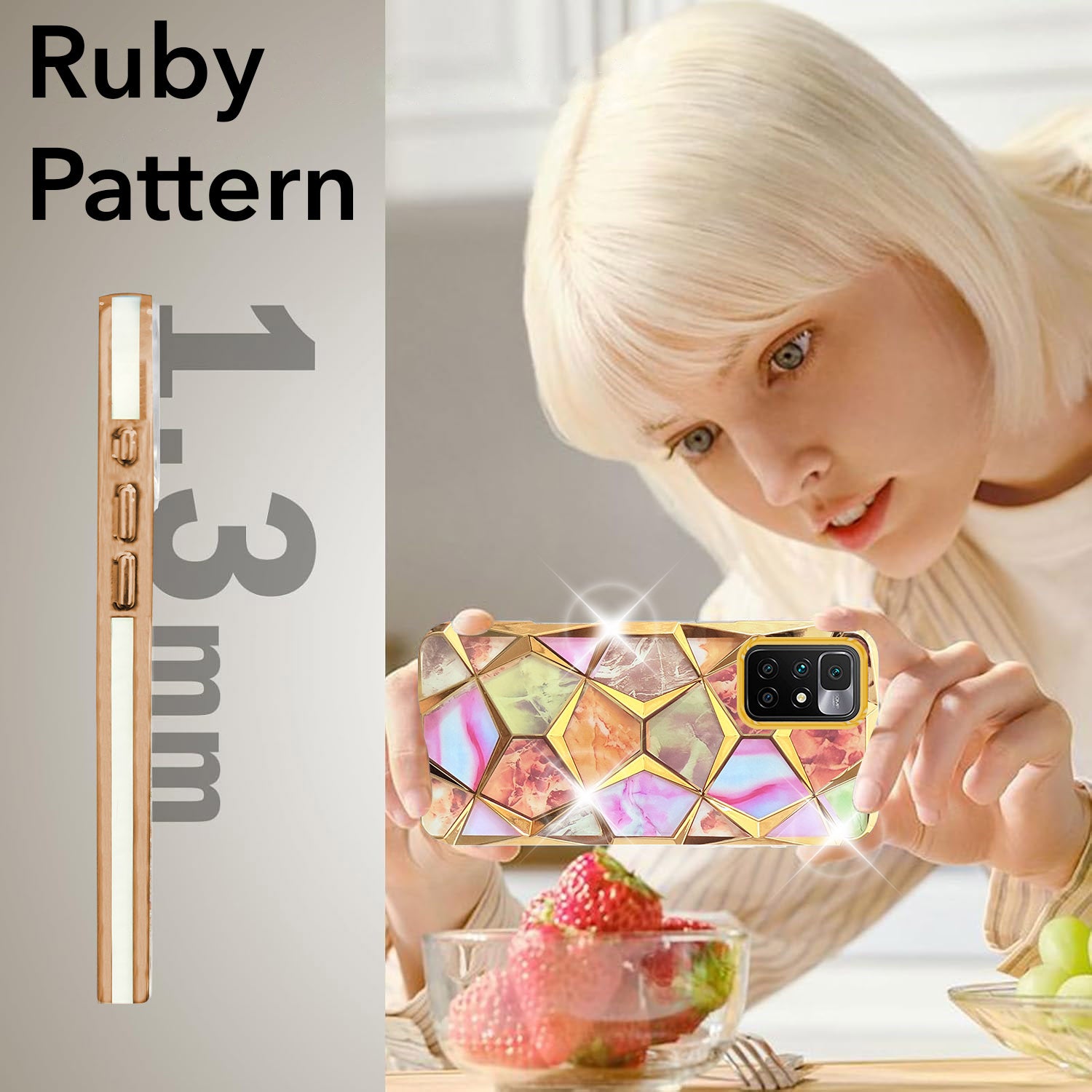 For Xiaomi Mi Redmi 10 Prime Back Cover Case (Dual Design Glitter Sparkle and Detachable Diamond Print Case | Soft and Flexible)