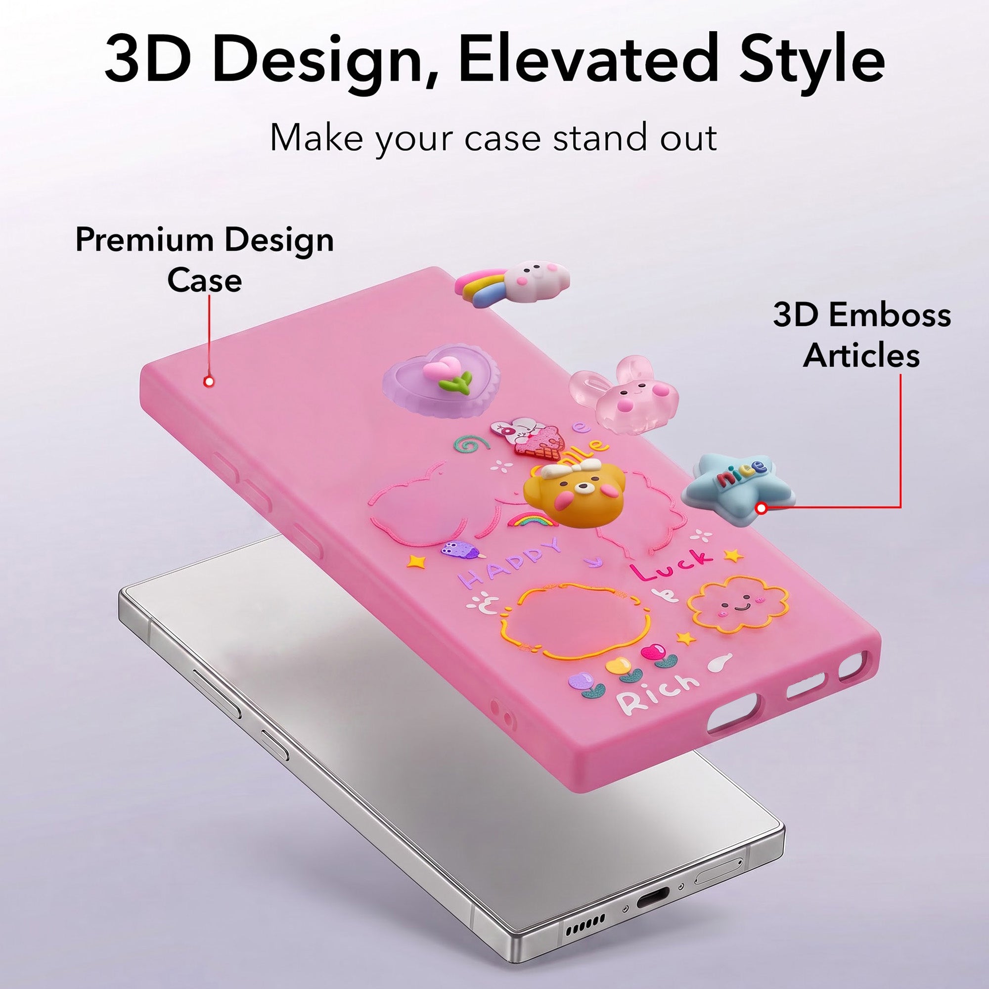 For Samsung Galaxy S23 Ultra Back Cover Case (3D Cute Cartoons | Hard Back Side Soft | Matte Premium Finish | HD Printing)
