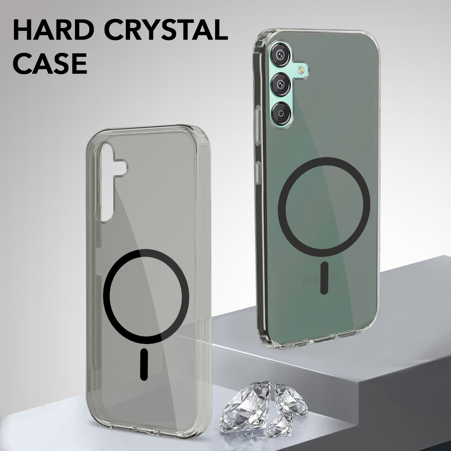 For Samsung Galaxy F15 5G Back Cover Case Lifetime Anti-Yellow MagSafe Compatible Clear (Sleek Hard Crystal | Shockproof and Camera Protection)