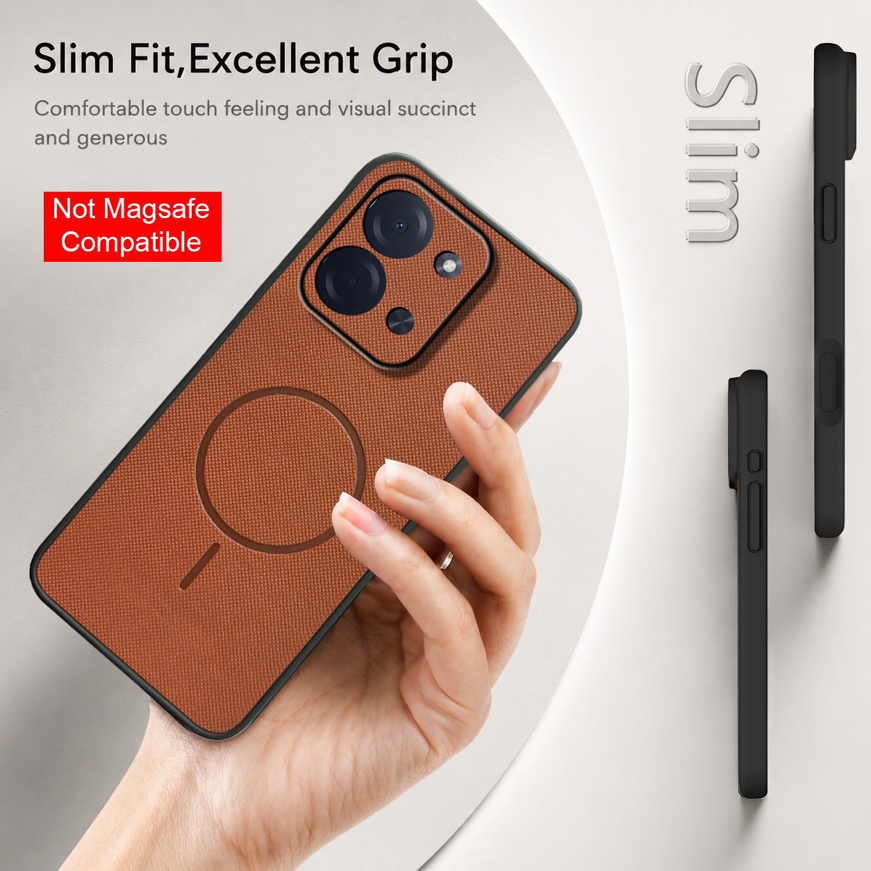 For Poco C85 5G Back Cover Case PU Leather (Texture Grip Design | Professional Minimalist | Camera Protection | Soft and Flexible)