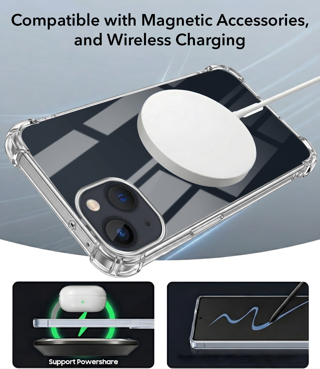 For Apple iPhone 13 Back Cover Shockproof Crystal-Clear (Magsafe Wireless Support | Drop & Camera Protection | Hard Polycarbonate)