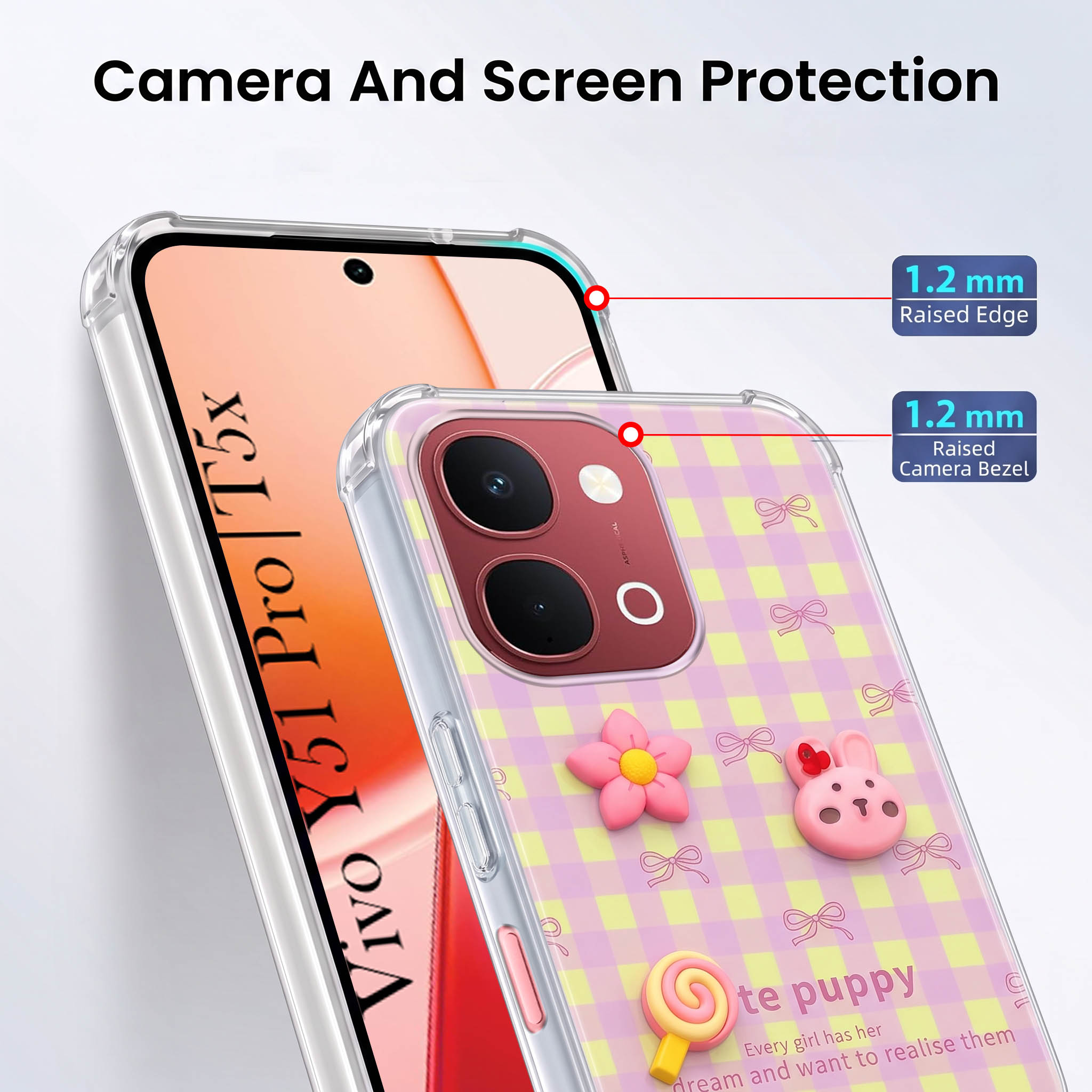 For Vivo Y51 Pro 5G | Vivo T5x Back Cover Case (3D Cute Cartoons | Hard Back Side Soft | Matte Premium Finish | HD Printing)