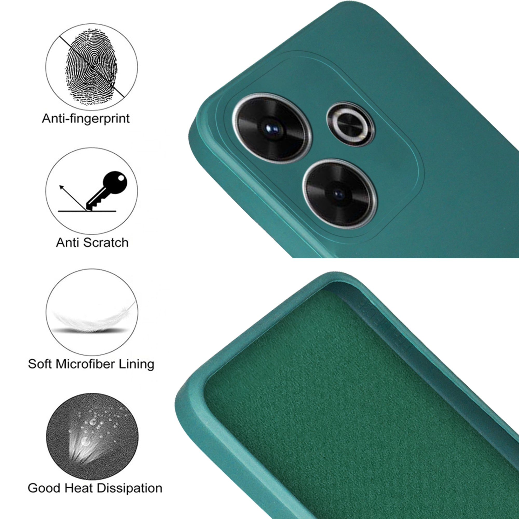 For Poco M6 Plus 5G Back Cover Case ( Matte Finish Silicone with Inside Fiber cloth)
