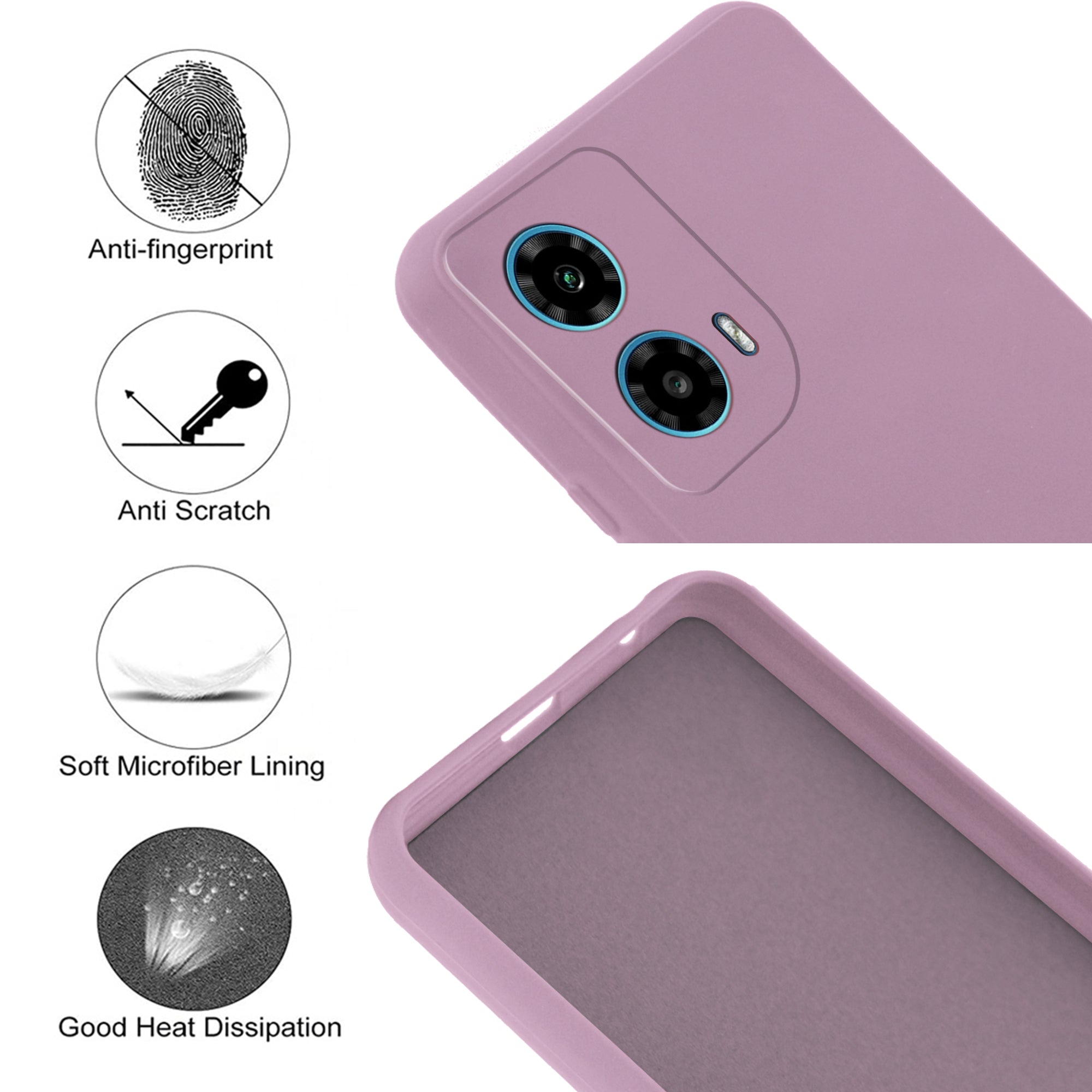 For Motorola Moto G34 5G Back Cover Case (Matte Finish Silicone with Inside Fiber cloth)
