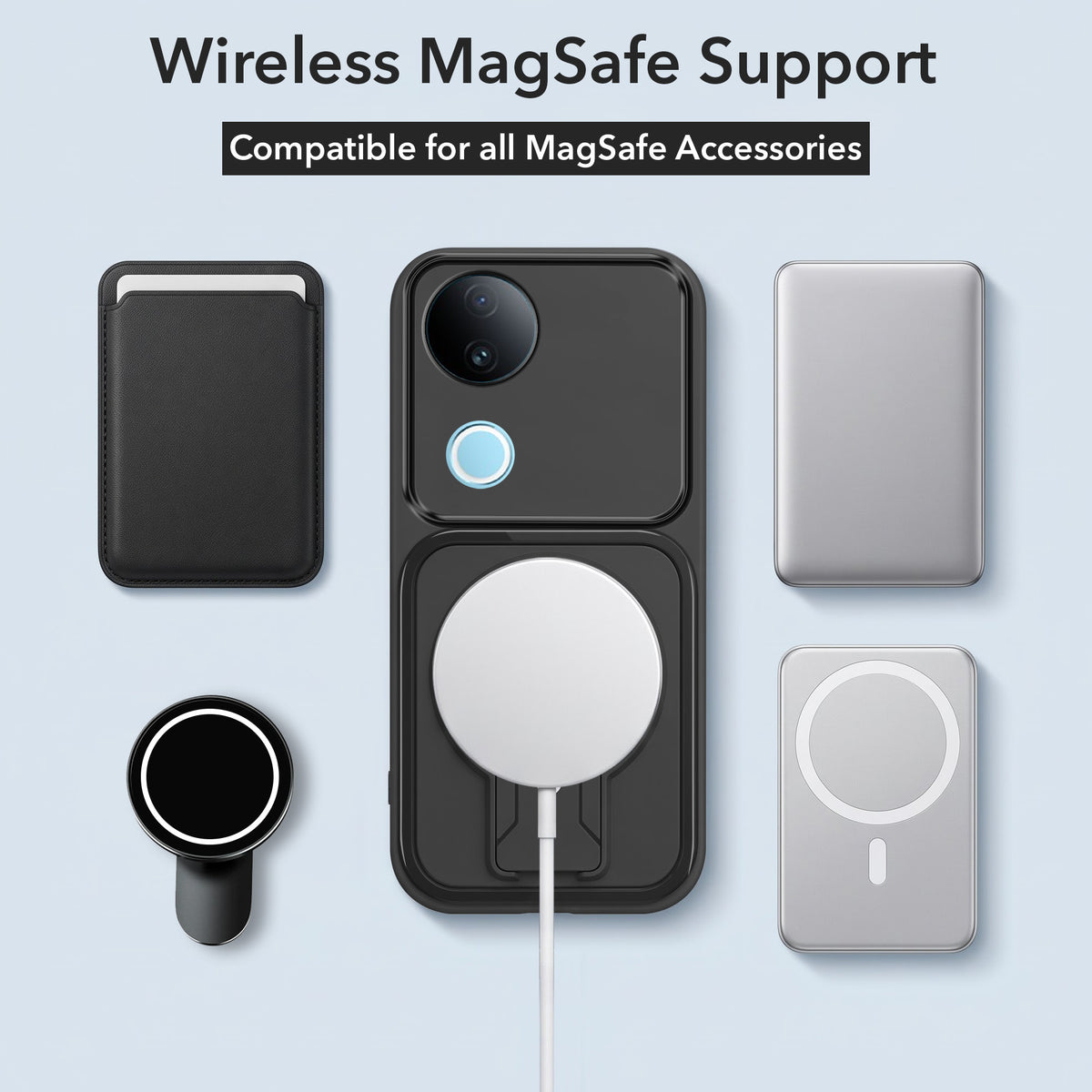 For Vivo iQOO Z10R Back Case Cover Metallic (Hybrid Armor Kickstand | MagSafe Compatible | Camera Protection Shockproof)
