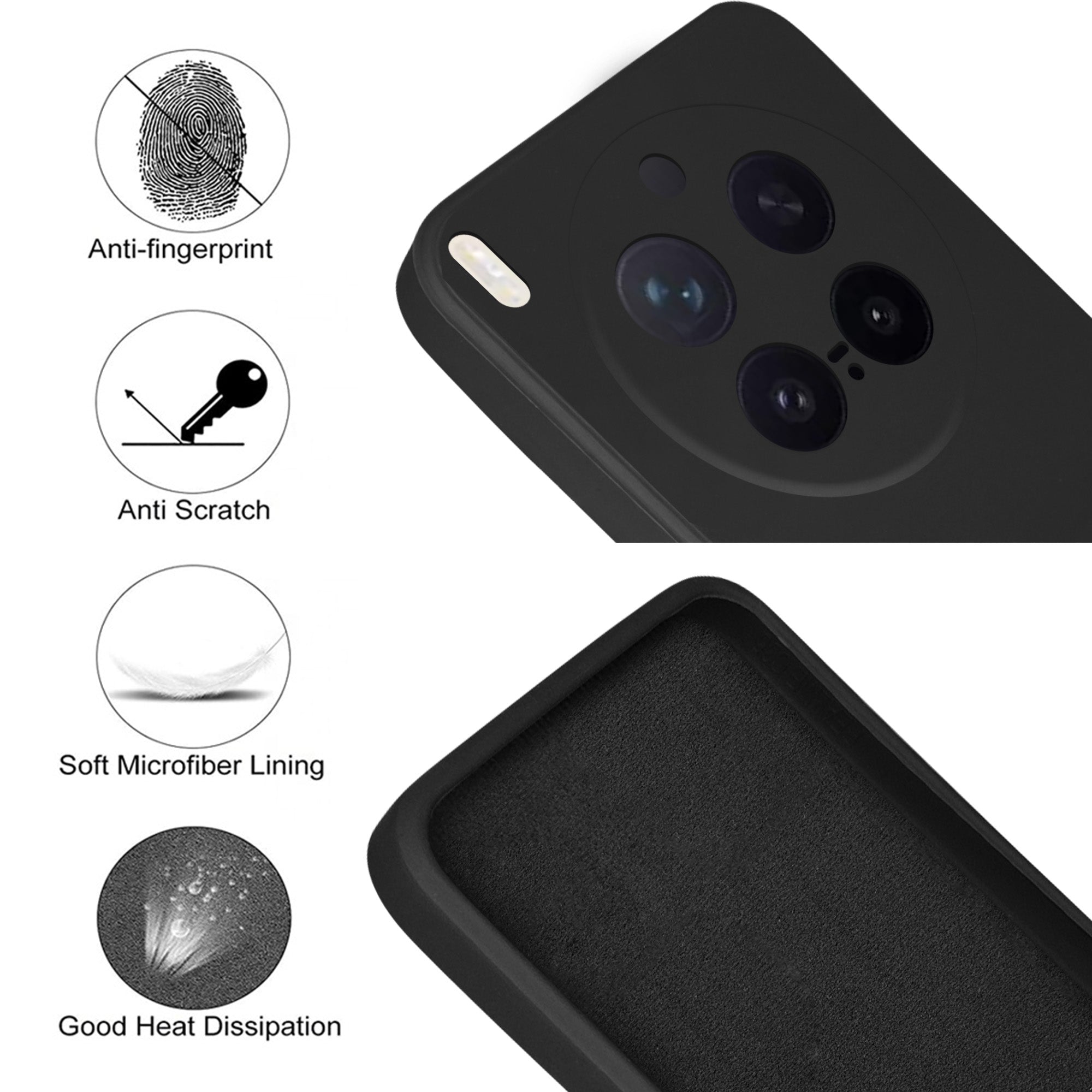 For Vivo X300 Pro Back Cover Case (Matte Finish Silicone with Inside Fiber cloth)