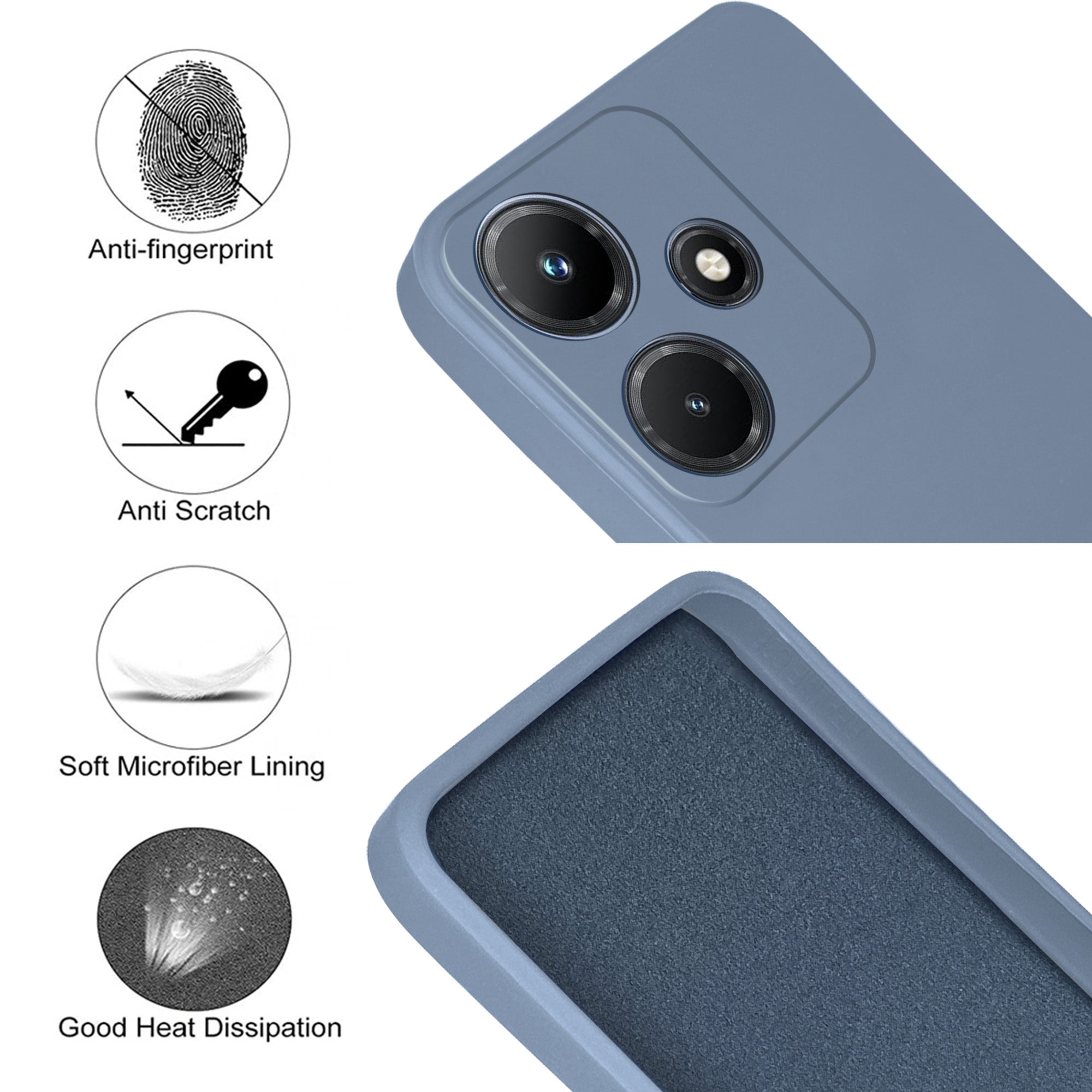 For Infinix Hot 30i Back Cover Case (Matte Finish Silicone with Inside Fiber Cloth)
