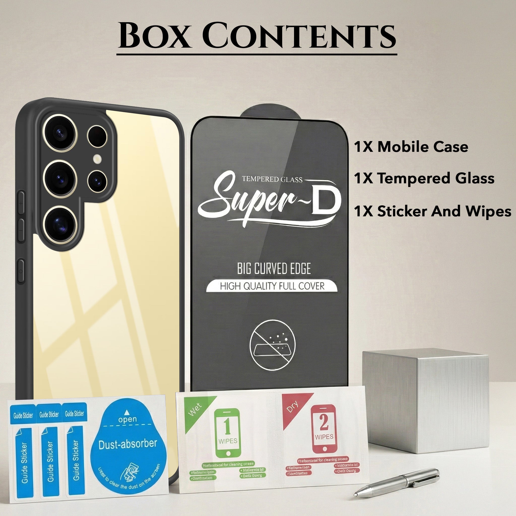 For Samsung Galaxy S24 Ultra Combo with Back Cover and 9H Tempered Glass (Lifetime Anti-Yellow | Crystal Clear Shockproof | Oleophobic Coating Screen Glass)