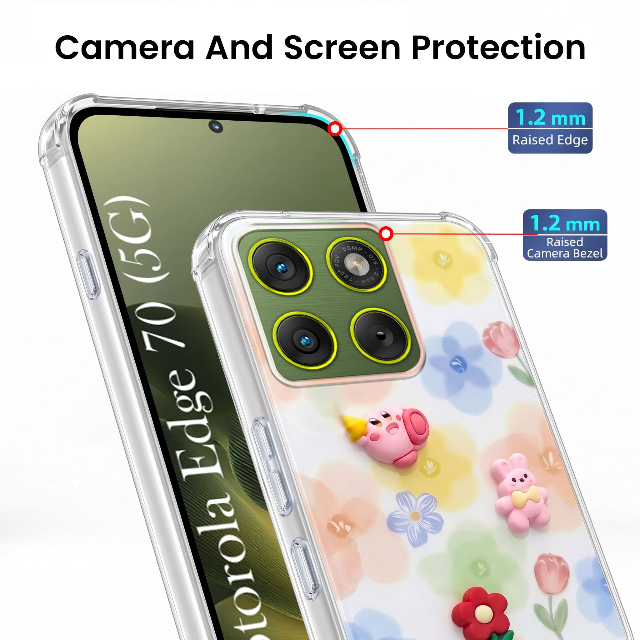 For Motorola Moto Edge 70 Back Cover Case (3D Cute Cartoons | Hard Back Side Soft | Matte Premium Finish | HD Printing)
