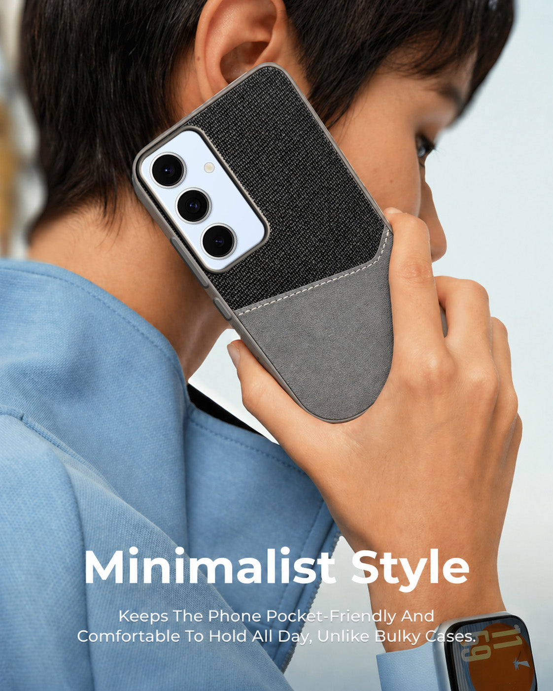 For Samsung Galaxy S24 FE Back Cover Case (Dual PU Leather Stitch | Professional Minimalist | Soft and Flexible)