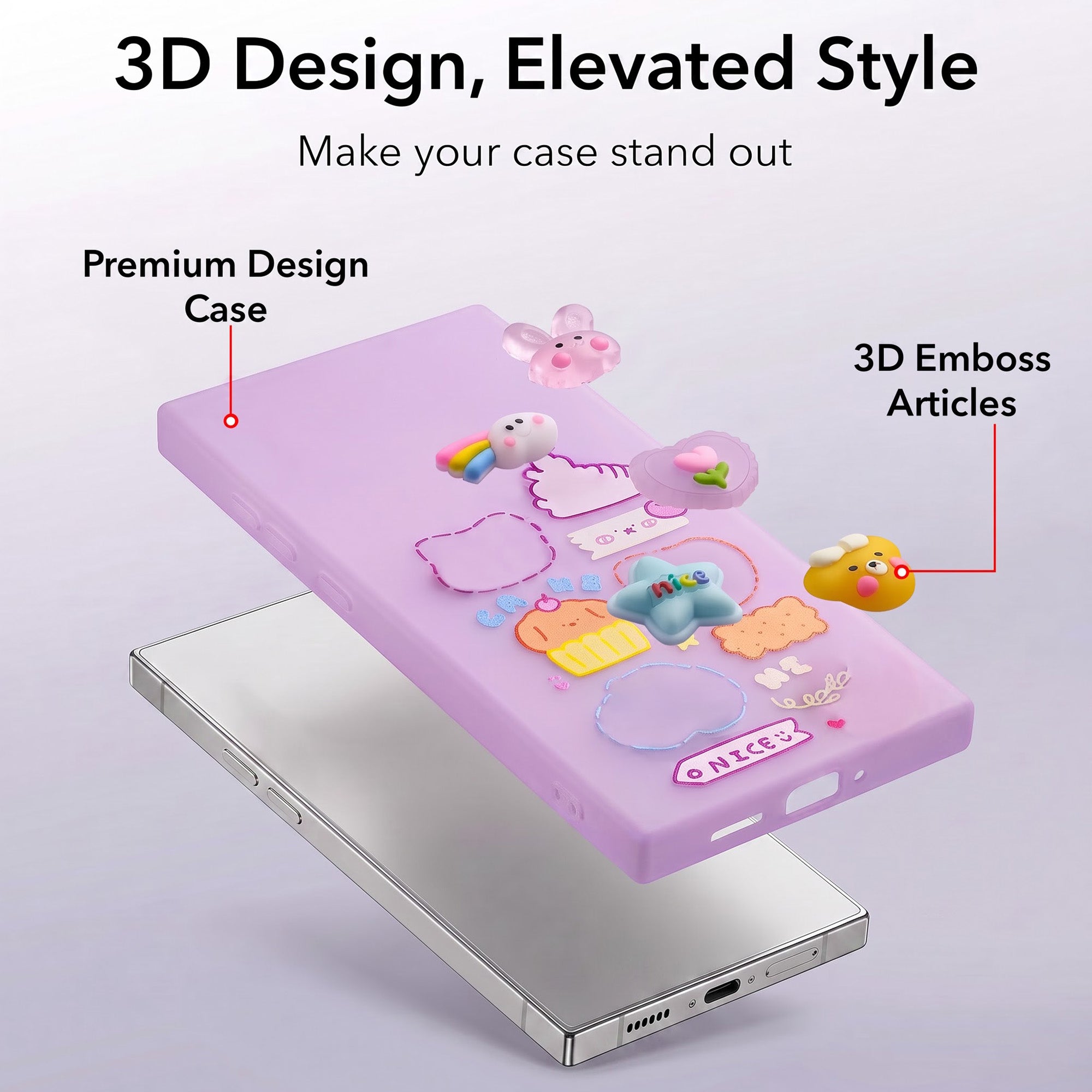 For Samsung Galaxy S26 Ultra Back Cover Case (3D Cute Cartoons | Hard Back Side Soft | Matte Premium Finish | HD Printing)