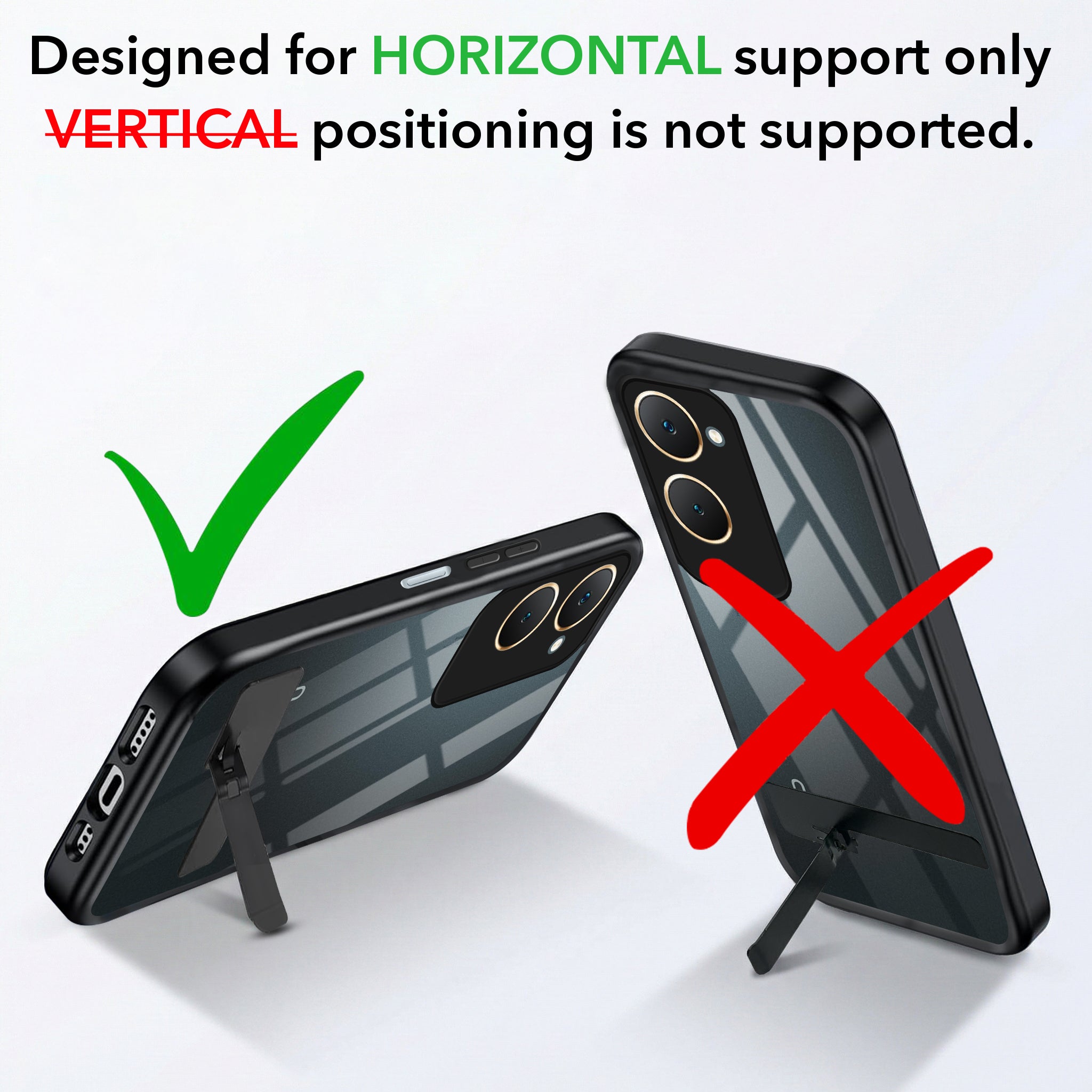 For Vivo Y18 | Y18e | Y03 | Y18i | Y18t Back Cover Case (Built-in Stand | Lifetime Anti Yellow | Kickstand Shockproof | Camera Protection | MagSafe Compatible)