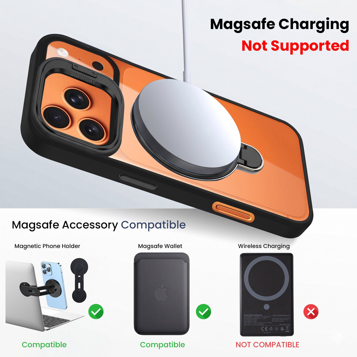 For Apple iPhone 17 Pro Max Back Cover Case Crystal (Lifetime Anti Yellow | Magnetic Ring Stand | Camera Lens Protection | MagSafe Compatible)