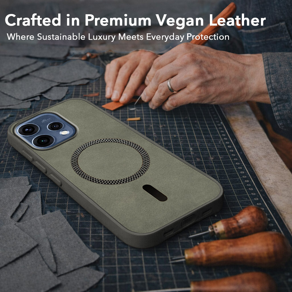 For Oppo Reno15 5G | Oppo Reno 15 5G Back Cover Case Leather Finish (MagSafe Compatible Wireless Charging | Soft Touch | Camera Bump Protection)
