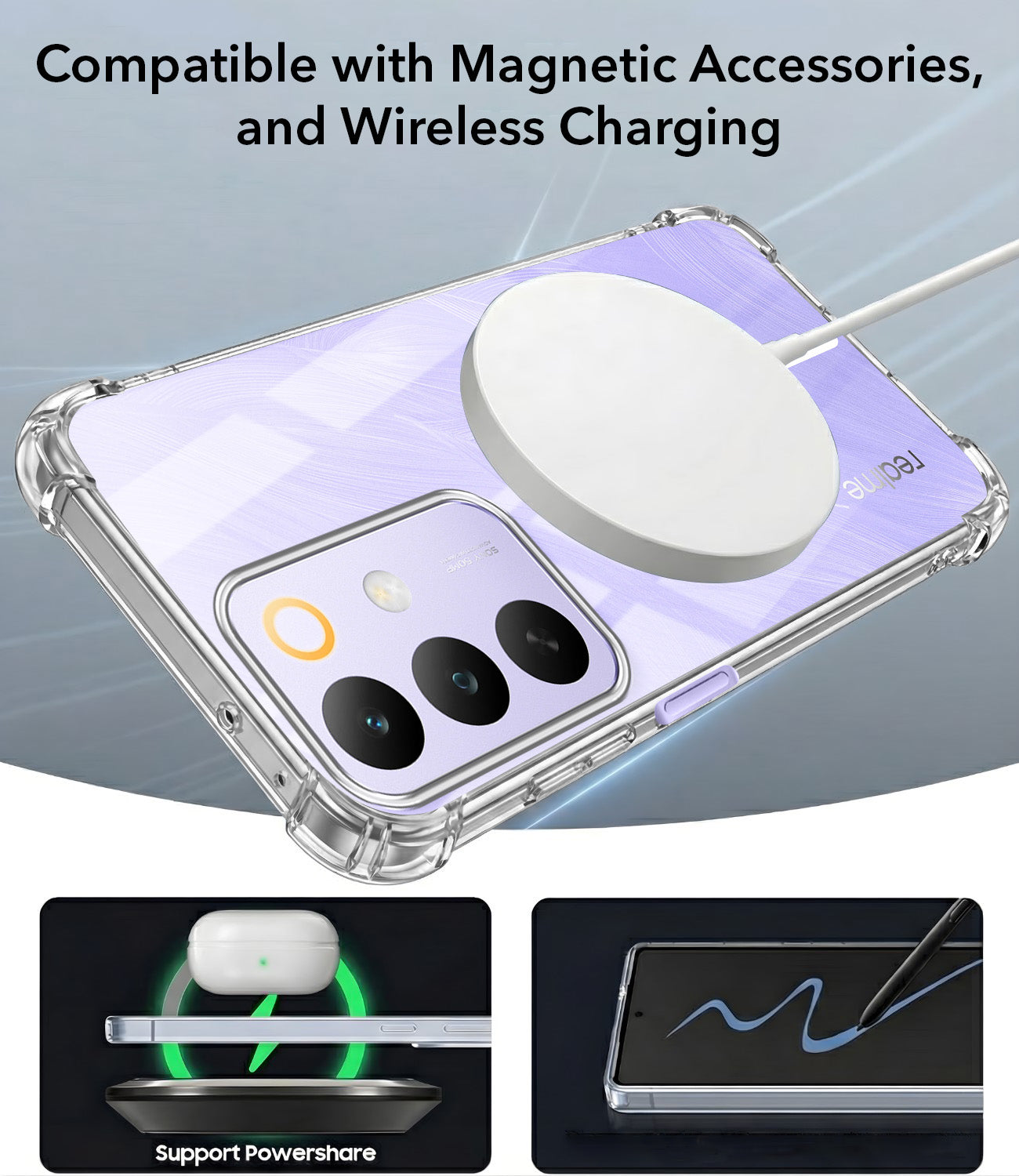 For Realme C85 5G | Realme Narzo 90x Back Cover Shockproof Crystal-Clear (Magsafe Wireless Support | Drop & Camera Protection | Hard Polycarbonate)