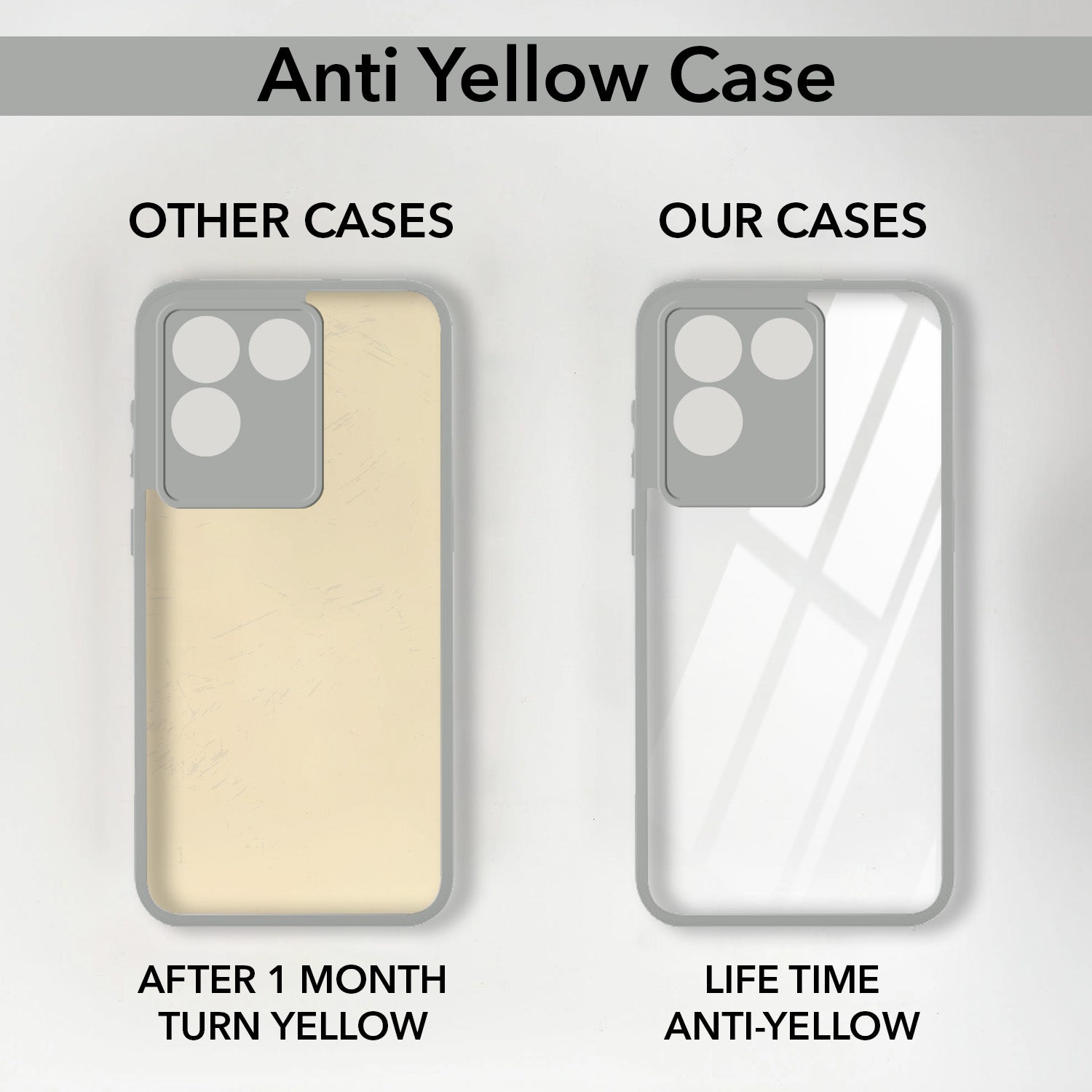 For Vivo T2 Pro Back Cover Case Ultra-Hybrid (Lifetime Anti Yellow | Anti Scratch | Crystal Clear Shockproof)