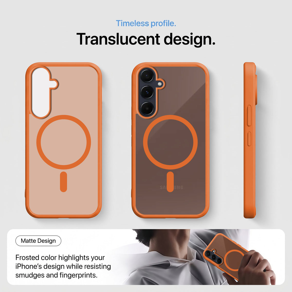 For Samsung Galaxy A55 5G Matte Finish Back Case Cover (MagSafe Compatible | Translucent Soft Touch | Slim and Unbreakable)