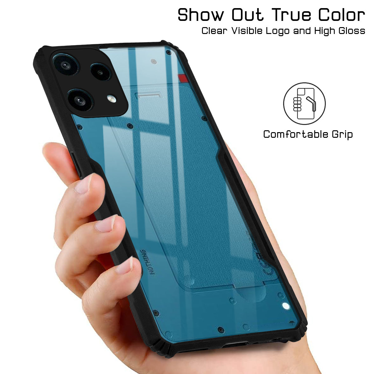 For Nothing Phone 3A Lite Back Cover Case Hybrid (Shockproof with Polycarbonate Clear Panel | Professional Black)