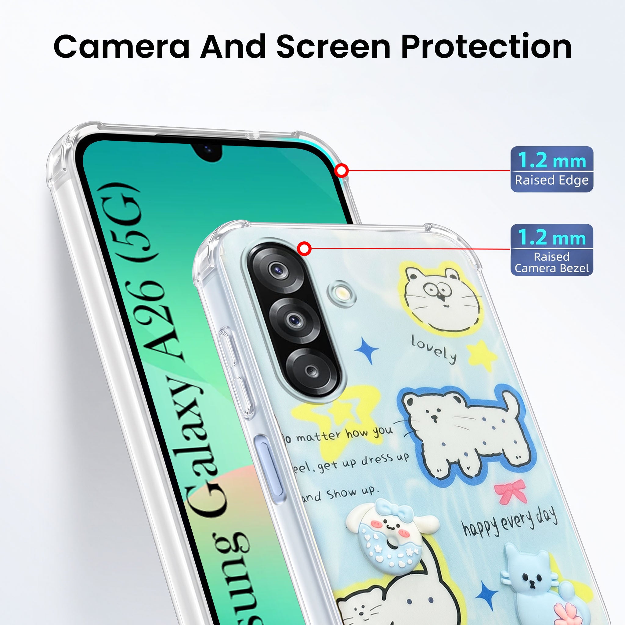 For Samsung Galaxy A26 5G Back Cover Case (3D Cute Cartoons | Hard Back Side Soft | Matte Premium Finish | HD Printing)