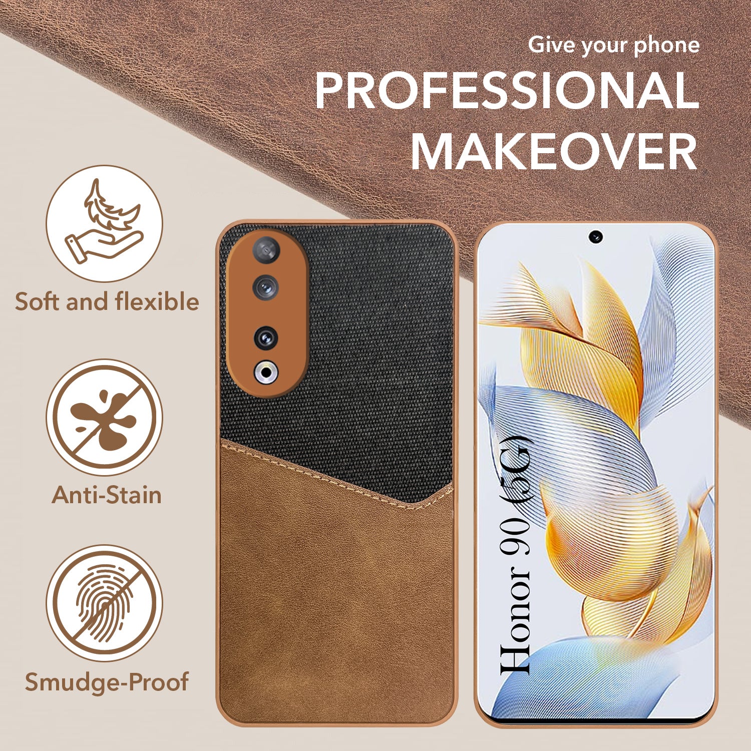 For Honor 90 5G Back Cover Case (Dual PU Leather Stitch | Professional Minimalist | Soft and Flexible)