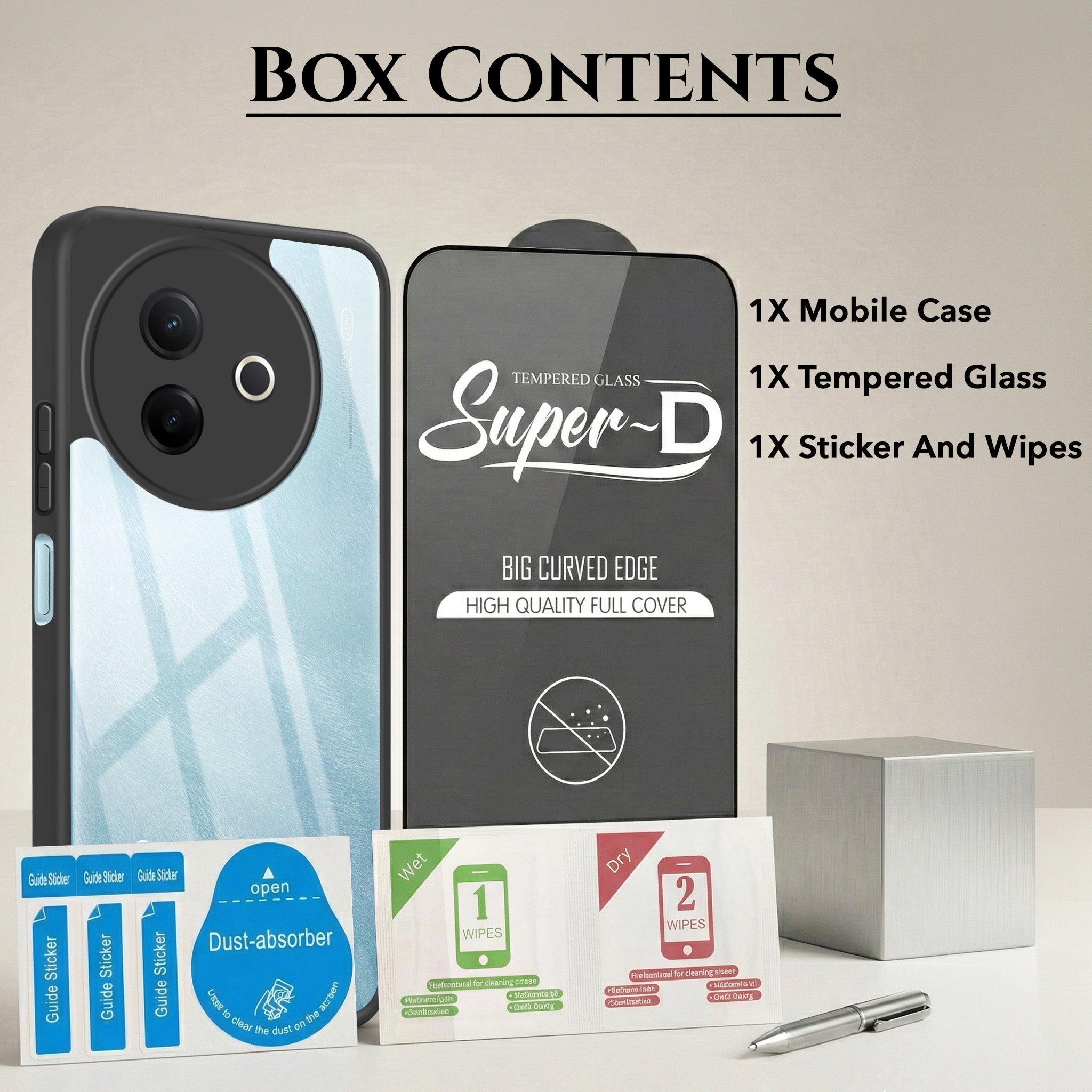 For Vivo Y39 Combo with Back Cover and 9H Tempered Glass (Lifetime Anti-Yellow | Crystal Clear Shockproof | Oleophobic Coating Screen Glass)