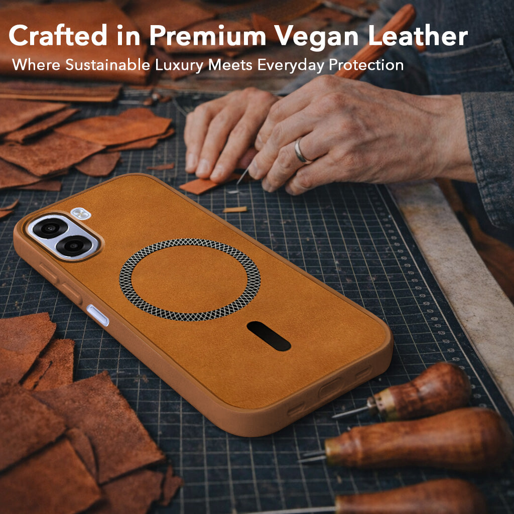 For Oppo K14x 5G Back Cover Case Leather Finish (MagSafe Compatible Wireless Charging | Soft Touch | Camera Bump Protection)