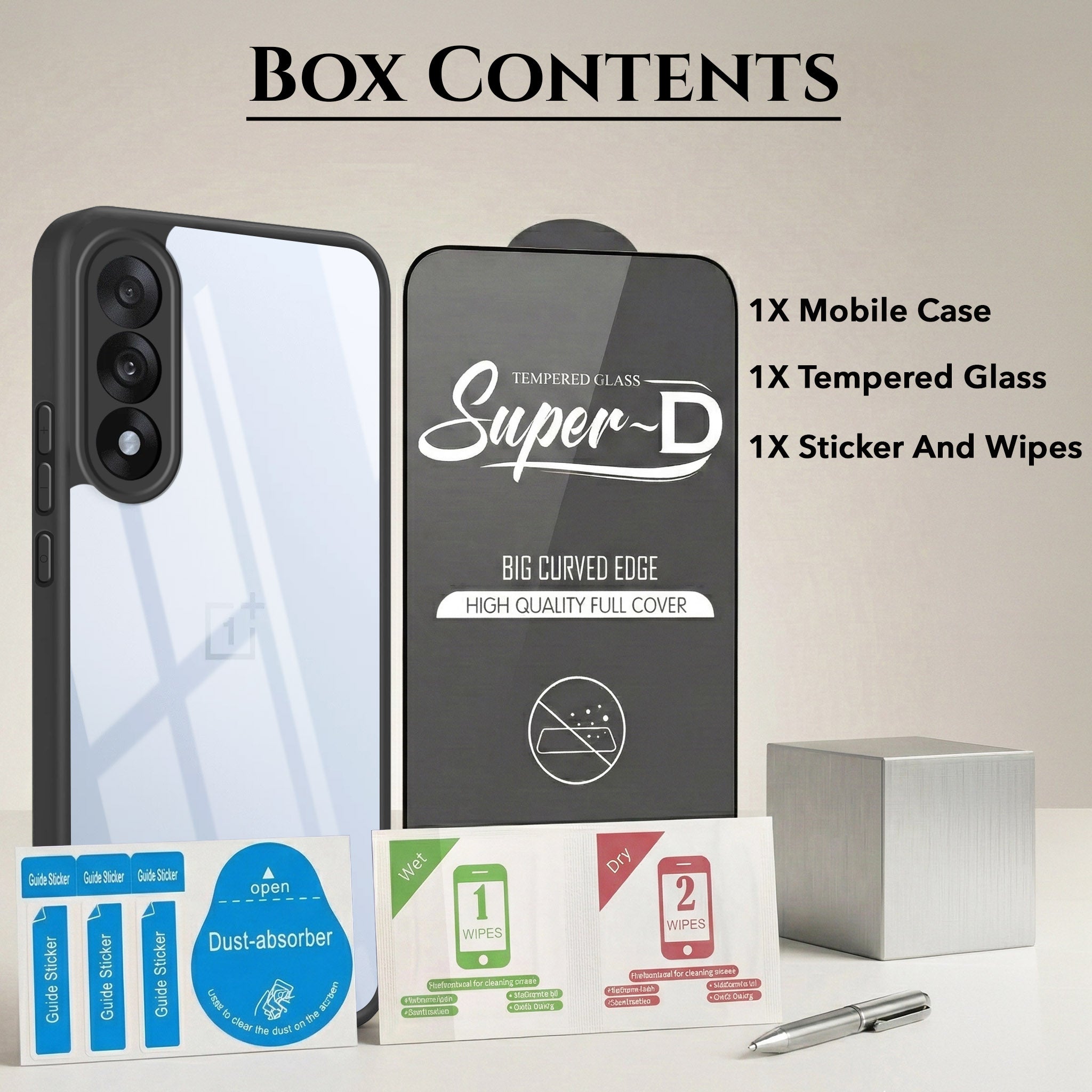 For Oneplus Nord 5 Combo with Back Cover and 9H Tempered Glass (Lifetime Anti-Yellow | Crystal Clear Shockproof | Oleophobic Coating Screen Glass)