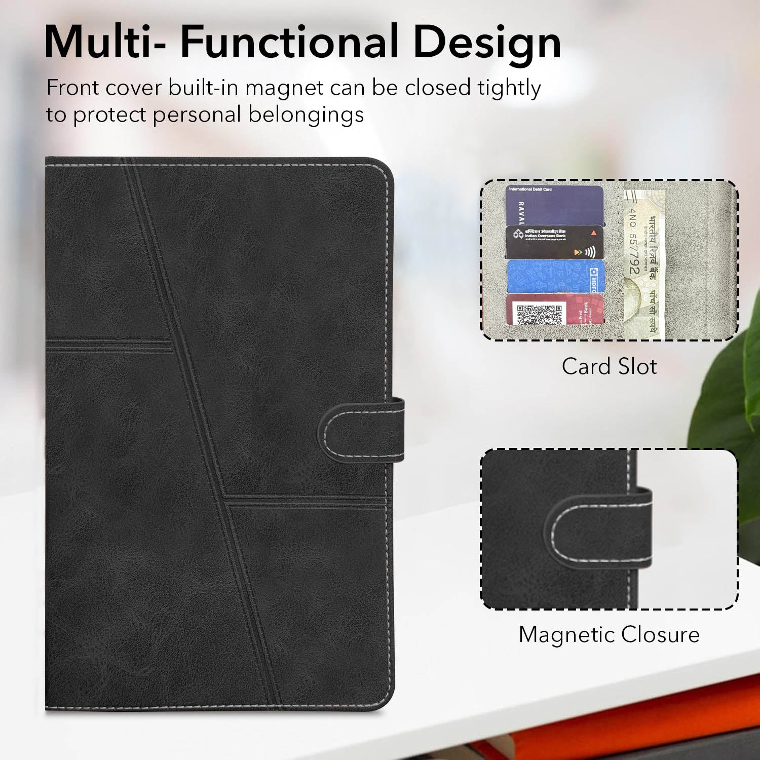 For Flip Cover Folio Case  Lenovo Tab M7 (TB-7305F, TB-7305X, TB-7305I) 7 Inch (PU Leather | Multi-Angle Smart Stand | Card Storage Slots | Silicone Back Pouch)