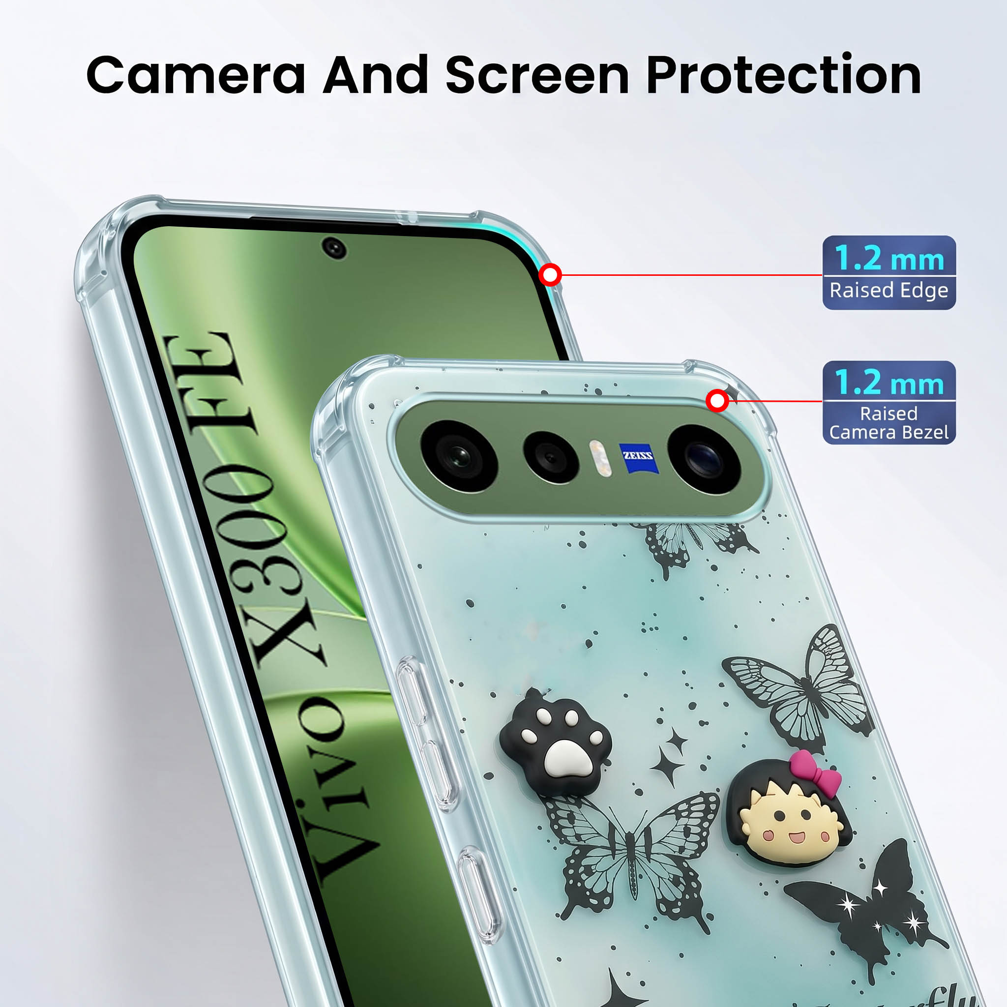 For Vivo X300 FE Back Cover Case (3D Cute Cartoons | Hard Back Side Soft | Matte Premium Finish | HD Printing)