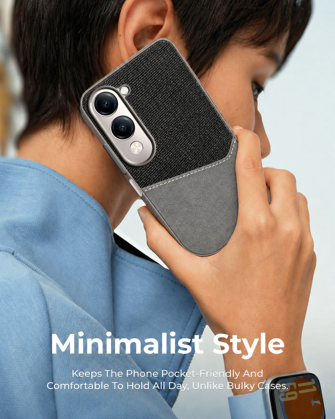 For Vivo Y19 | Vivo Y19e | Vivo T4 Lite Back Cover Case (Dual PU Leather Stitch | Professional Minimalist | Soft and Flexible)