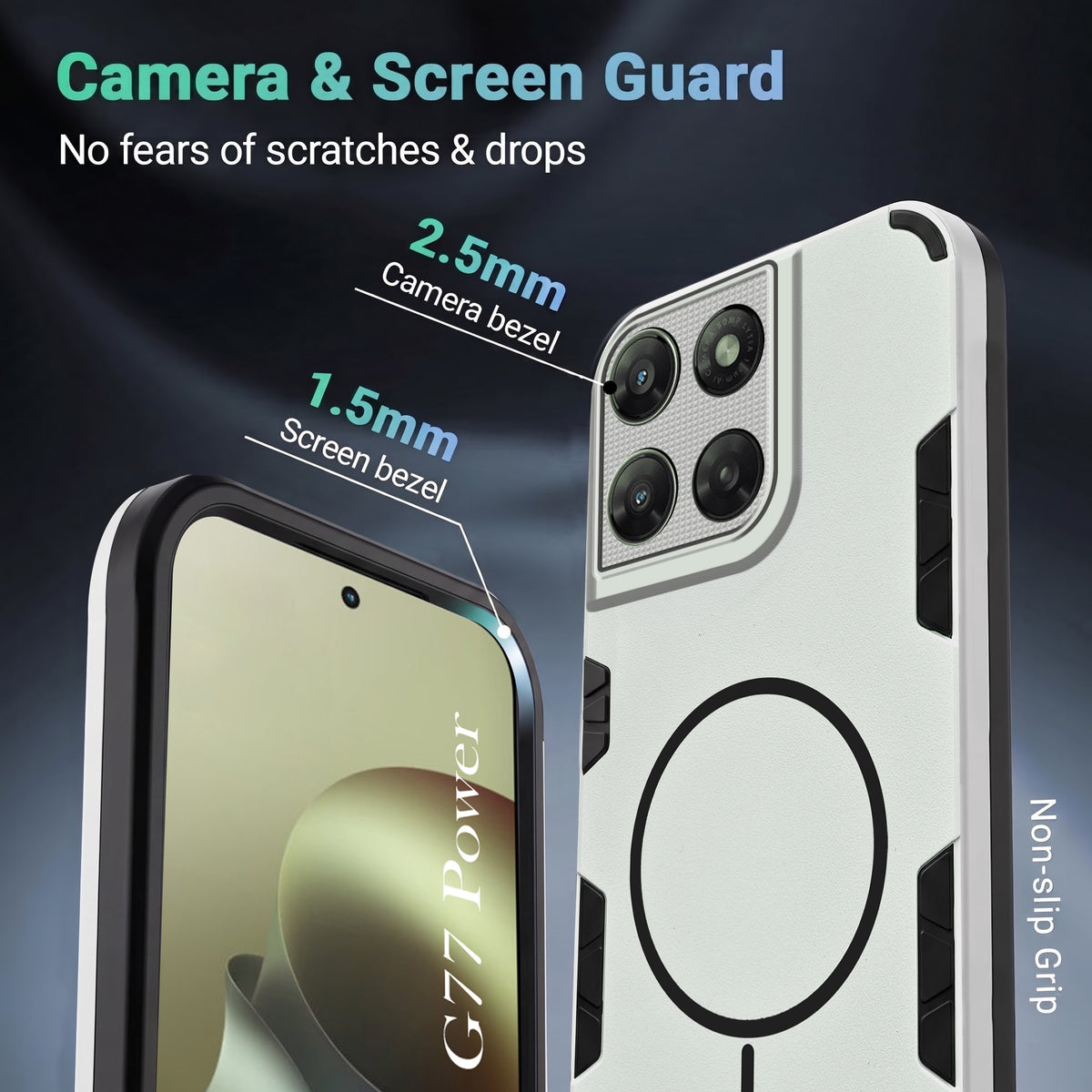 For Motorola Moto G77 Power Back Cover Case (Slim Hybrid Armor | Shockproof Camera Protection | Rugged Dual Layer)