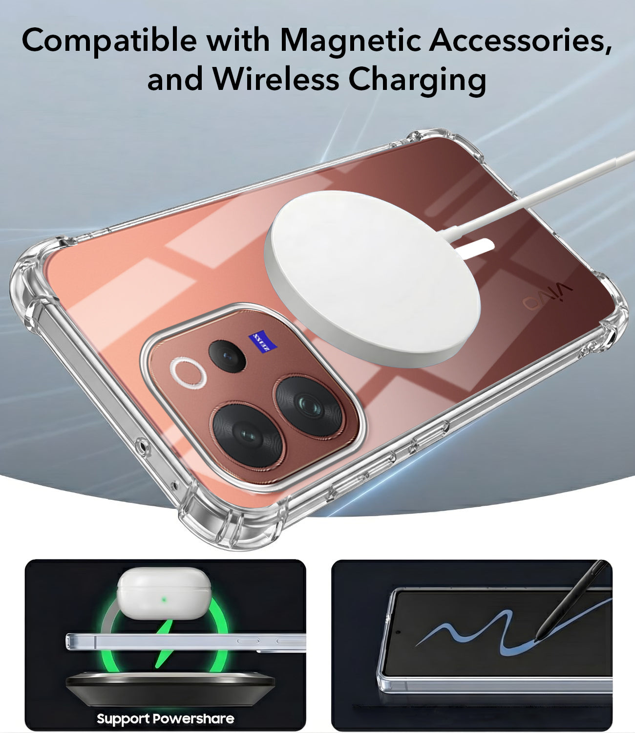 For Vivo V70 | Vivo V70 Elite 5G Back Cover Shockproof Crystal-Clear (Magsafe Wireless Support | Drop & Camera Protection | Hard Polycarbonate)