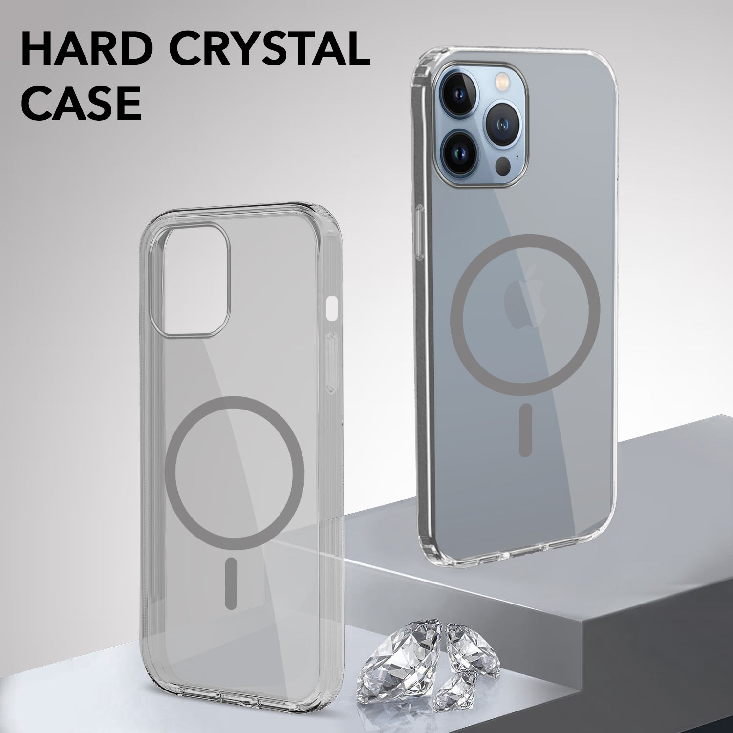 For Apple iPhone 13 Pro Max Back Case Cover Lifetime Anti-Yellow MagSafe Compatible Clear (Sleek Hard Crystal | Camera Protection and Shockproof)