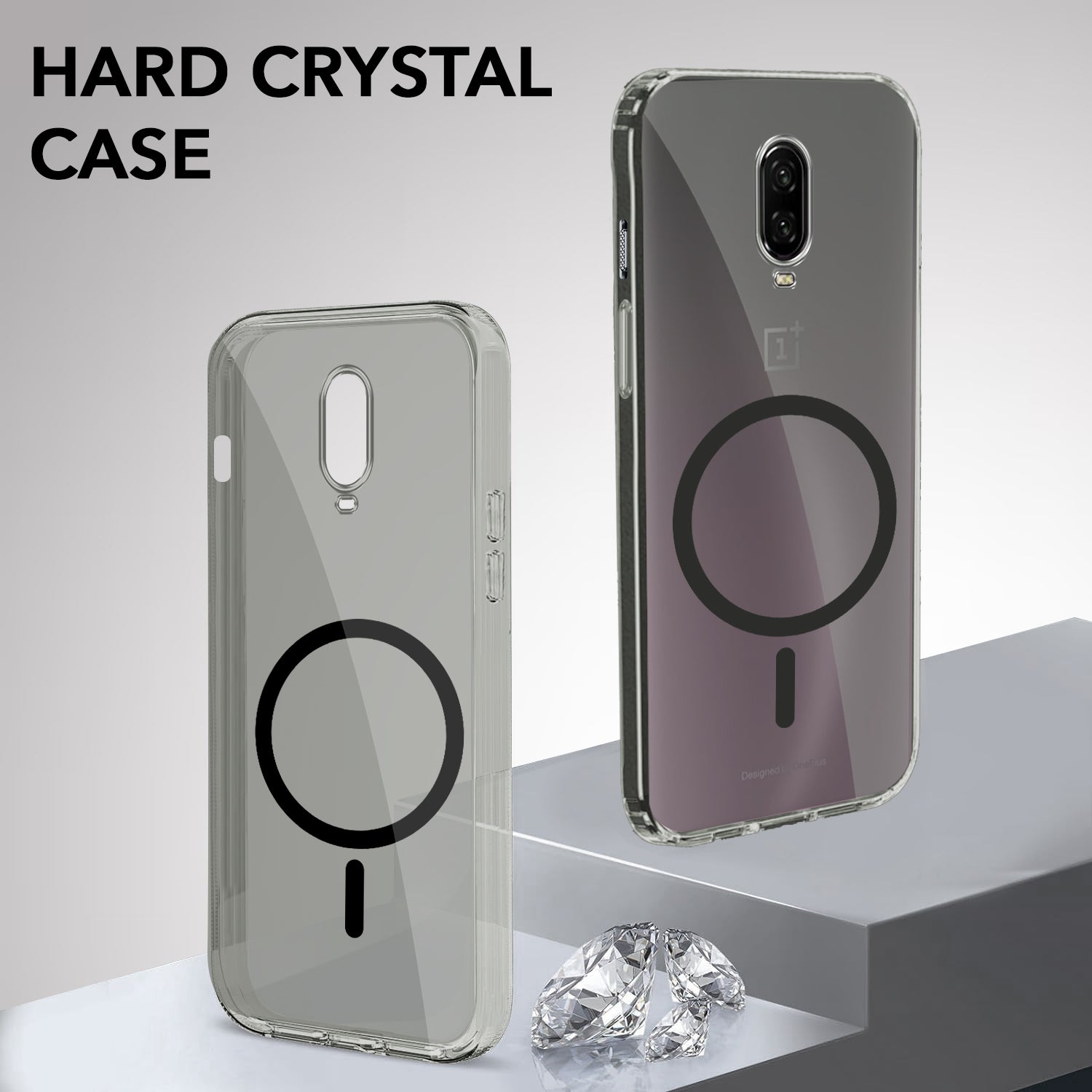 For OnePlus 6T Back Cover Case Lifetime Anti-Yellow MagSafe Compatible Clear (Sleek Hard Crystal | Shockproof and Camera Protection)