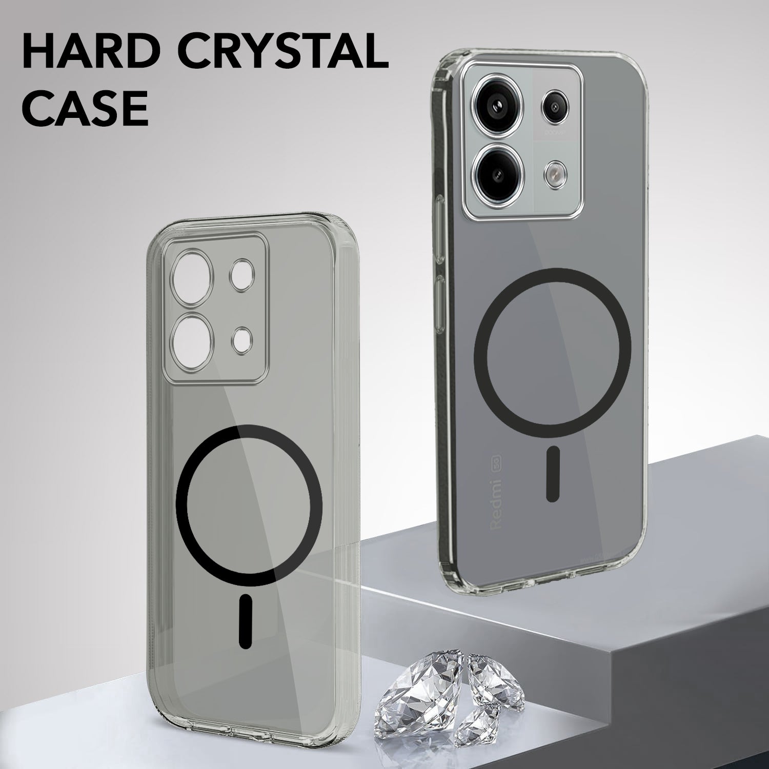 For Redmi Note 13 Pro Back Cover Case Lifetime Anti-Yellow MagSafe Compatible Clear (Sleek Hard Crystal | Shockproof and Camera Protection)