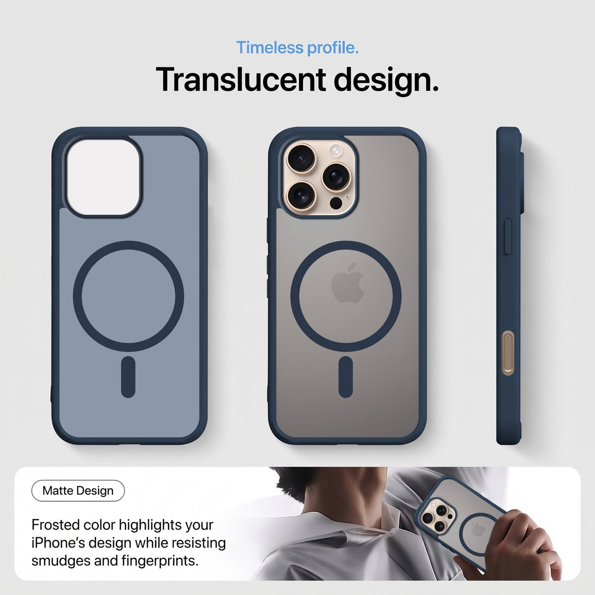 For Apple iPhone 16 Pro Matte Finish Back Case Cover (MagSafe Compatible | Translucent Soft Touch | Slim and Unbreakable)
