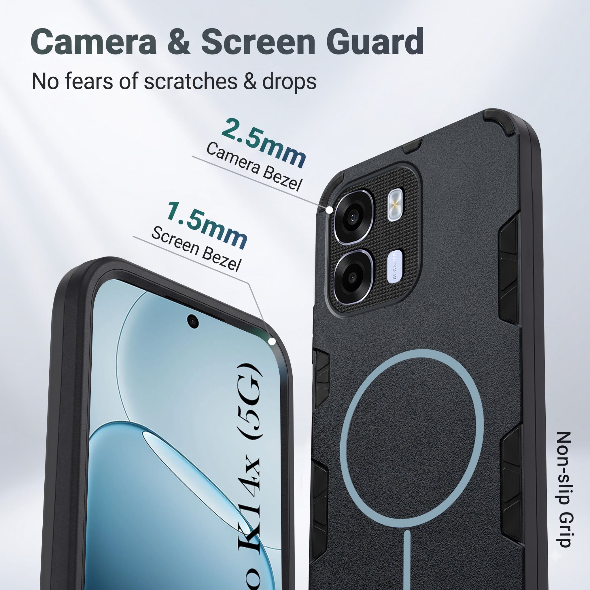 For Oppo K14x 5G Back Cover Case (Slim Hybrid Armor | Shockproof Camera Protection | Rugged Dual Layer)