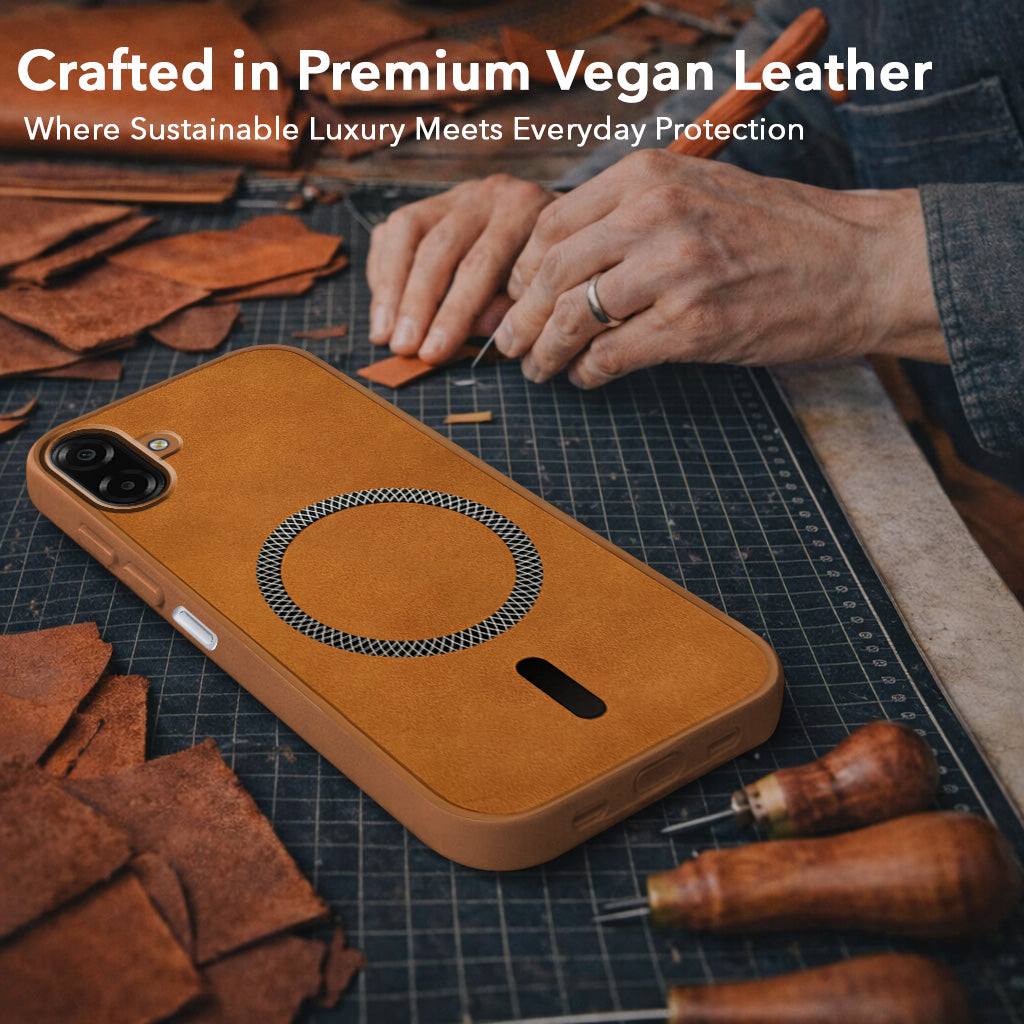 For Samsung Galaxy M07 | Samsung Galaxy F07 Back Cover Case Leather Finish (MagSafe Compatible Wireless Charging | Soft Touch | Camera Bump Protection)