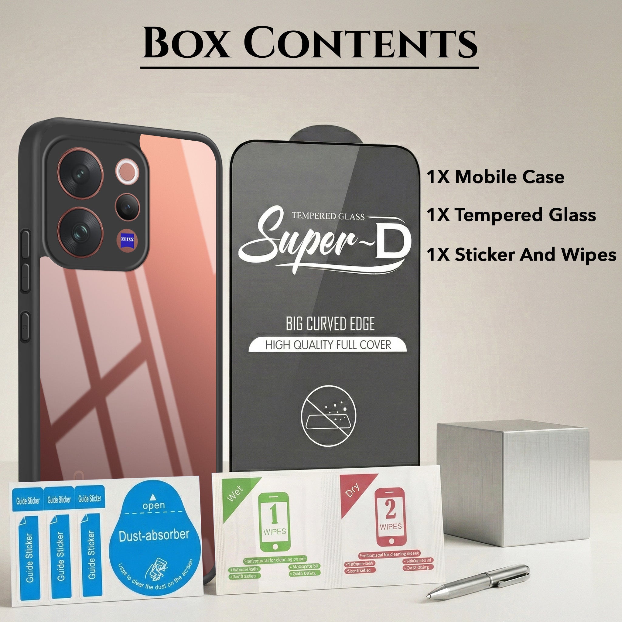 For Vivo V70 | Vivo V70 Elite 5G Combo with Back Cover and 9H Tempered Glass (Lifetime Anti-Yellow | Crystal Clear Shockproof | Oleophobic Coating Screen Glass)