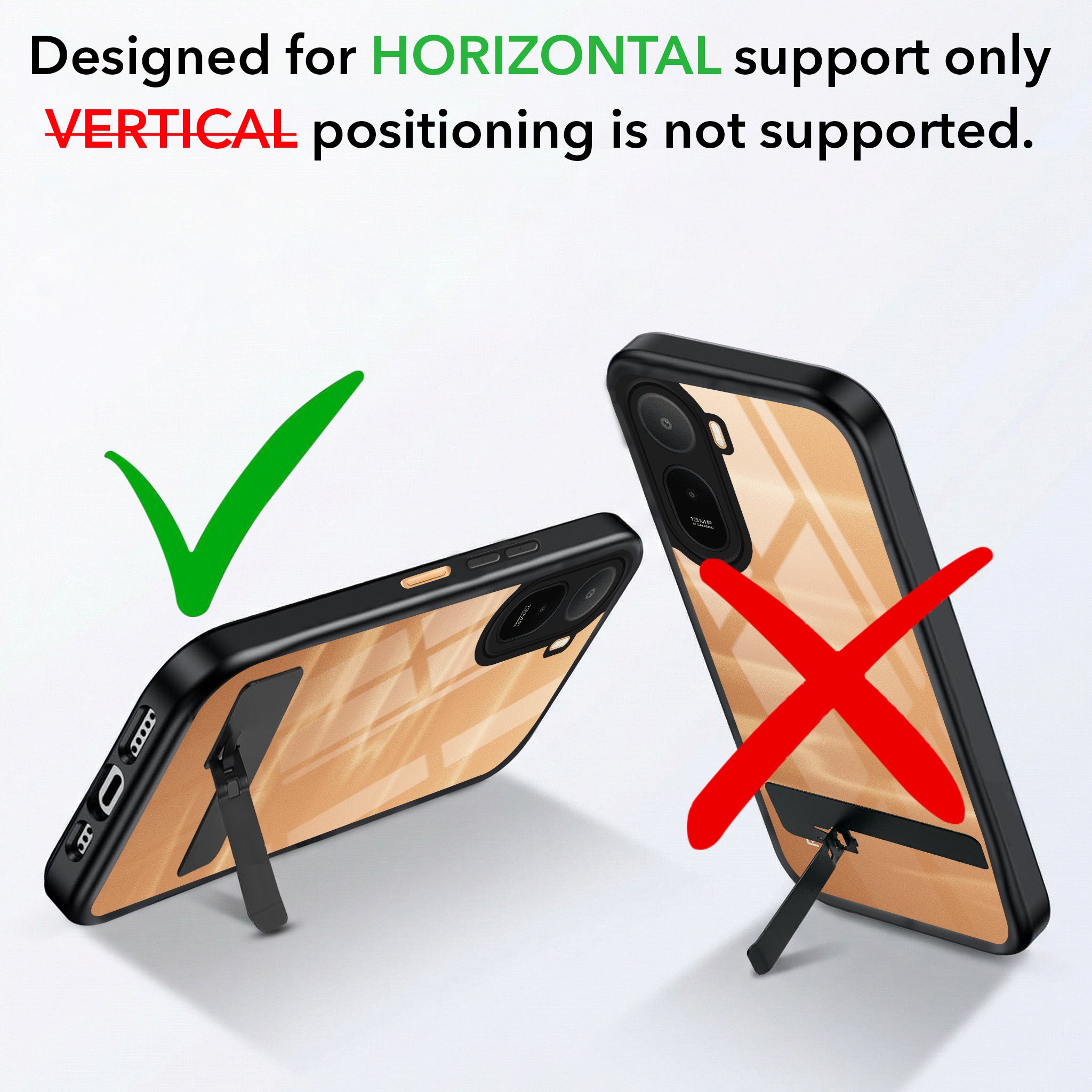 For Redmi A7 Pro 5G Back Cover Case (Built-in Stand | Lifetime Anti Yellow | Kickstand Shockproof | Camera Protection | MagSafe Compatible)
