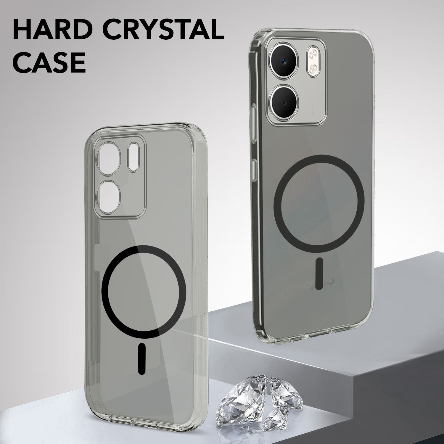 For Oppo A5X Back Cover Case Lifetime Anti-Yellow MagSafe Compatible Clear (Sleek Hard Crystal | Shockproof and Camera Protection)