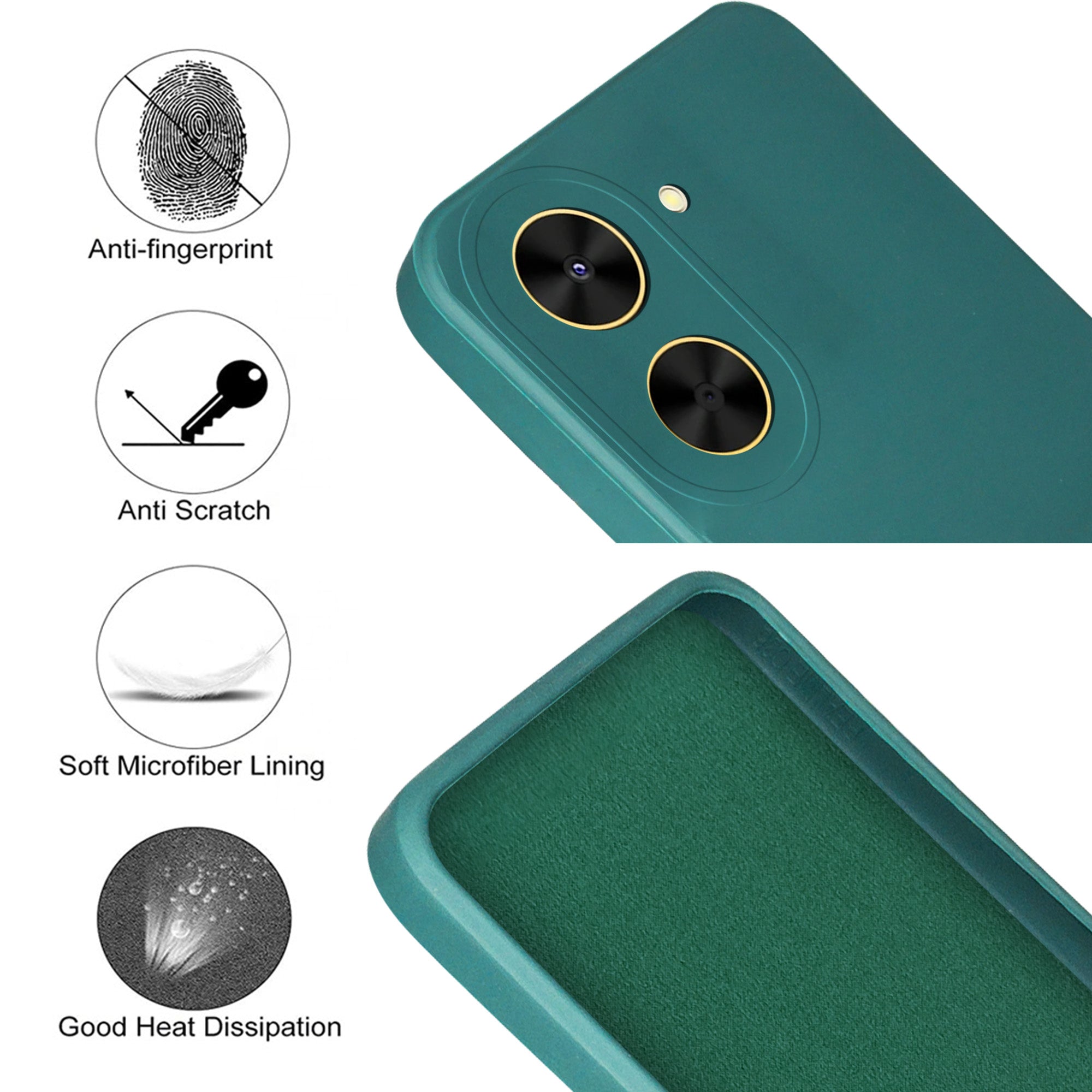 For Poco C71 Back Cover Case (Matte Finish Silicone with Inside Fiber Cloth)