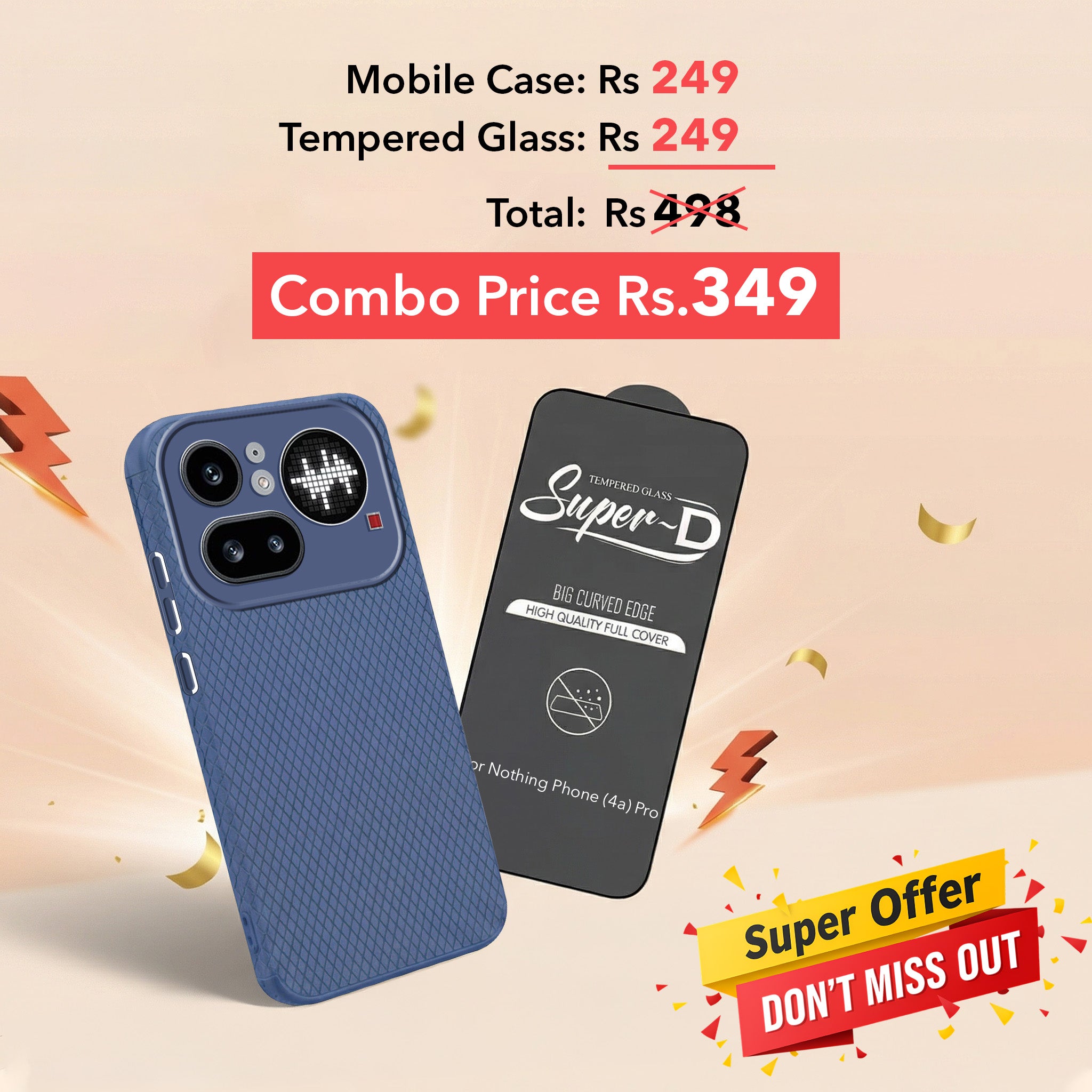 For Nothing Phone 4A Pro 5G Combo with Back Cover and 9H Tempered Glass (Liquid Silicone | Camera Protection | Oleophobic Coating Screen Glass)