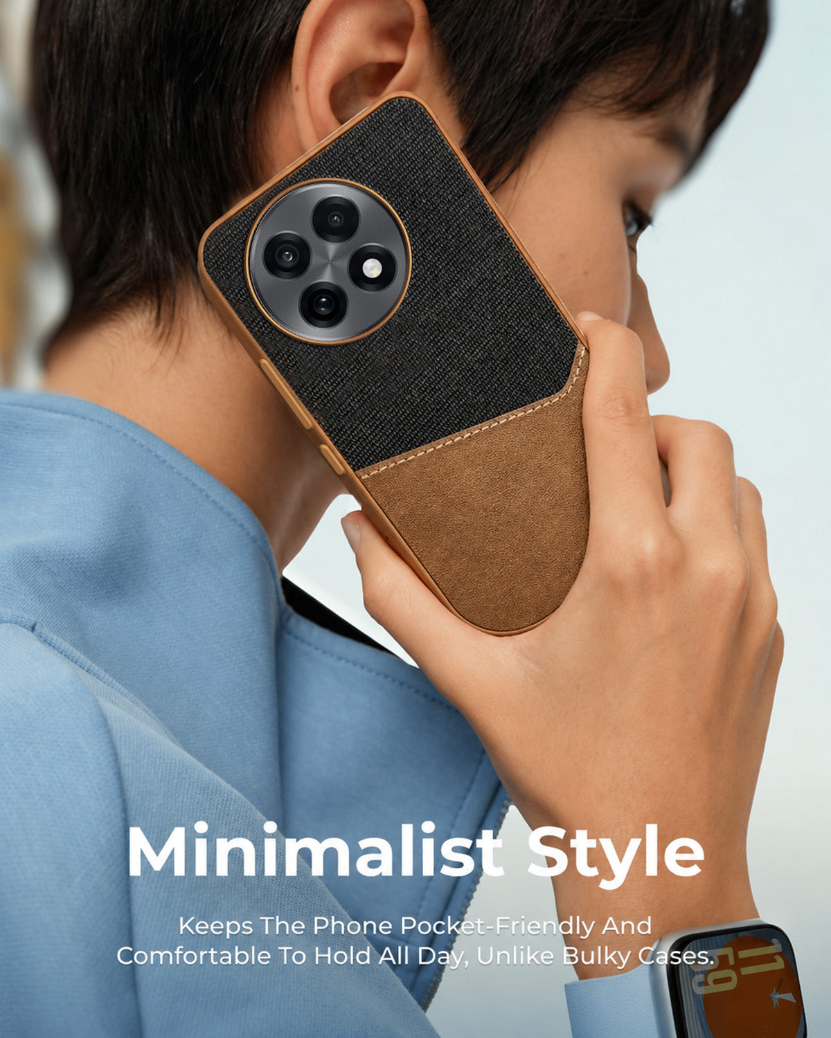 For OnePlus 13R Back Cover Case (Dual PU Leather Stitch | Professional Minimalist | Soft and Flexible)