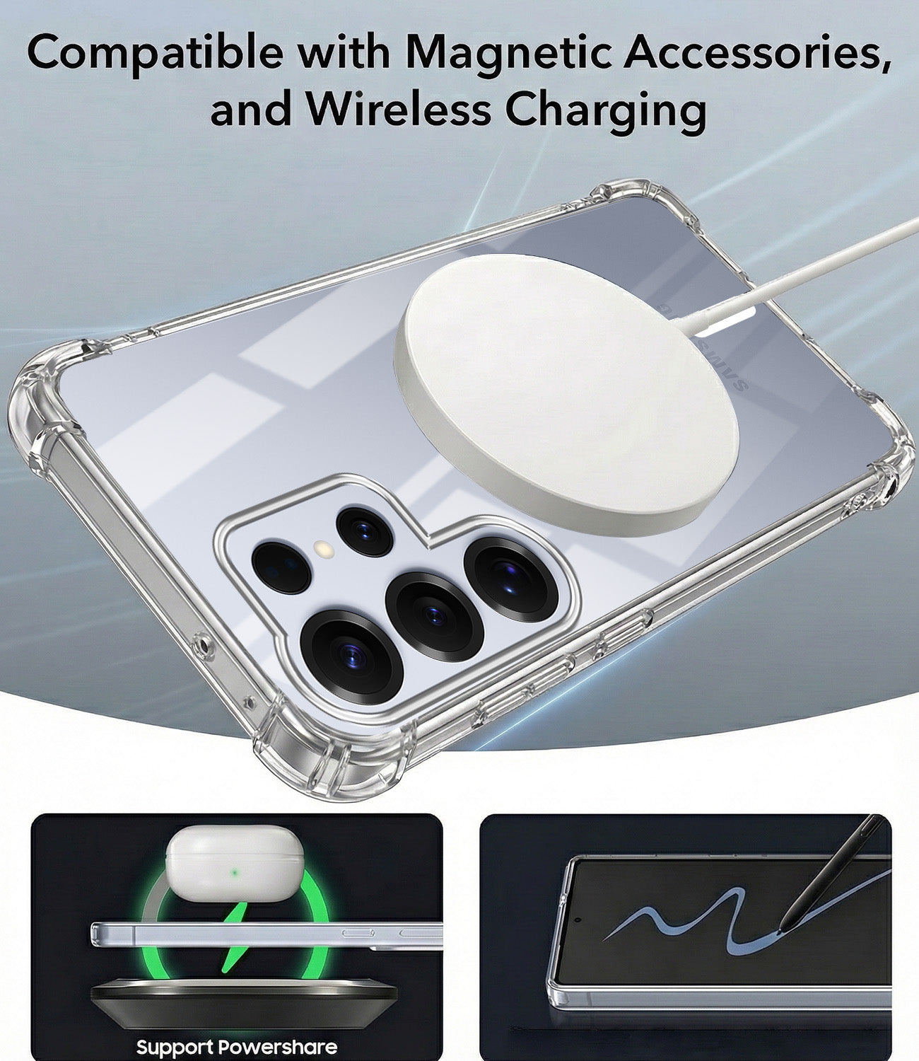 For Samsung Galaxy S25 Ultra Back Cover Shockproof Crystal-Clear (Magsafe Wireless Support | Drop & Camera Protection | Hard Polycarbonate)
