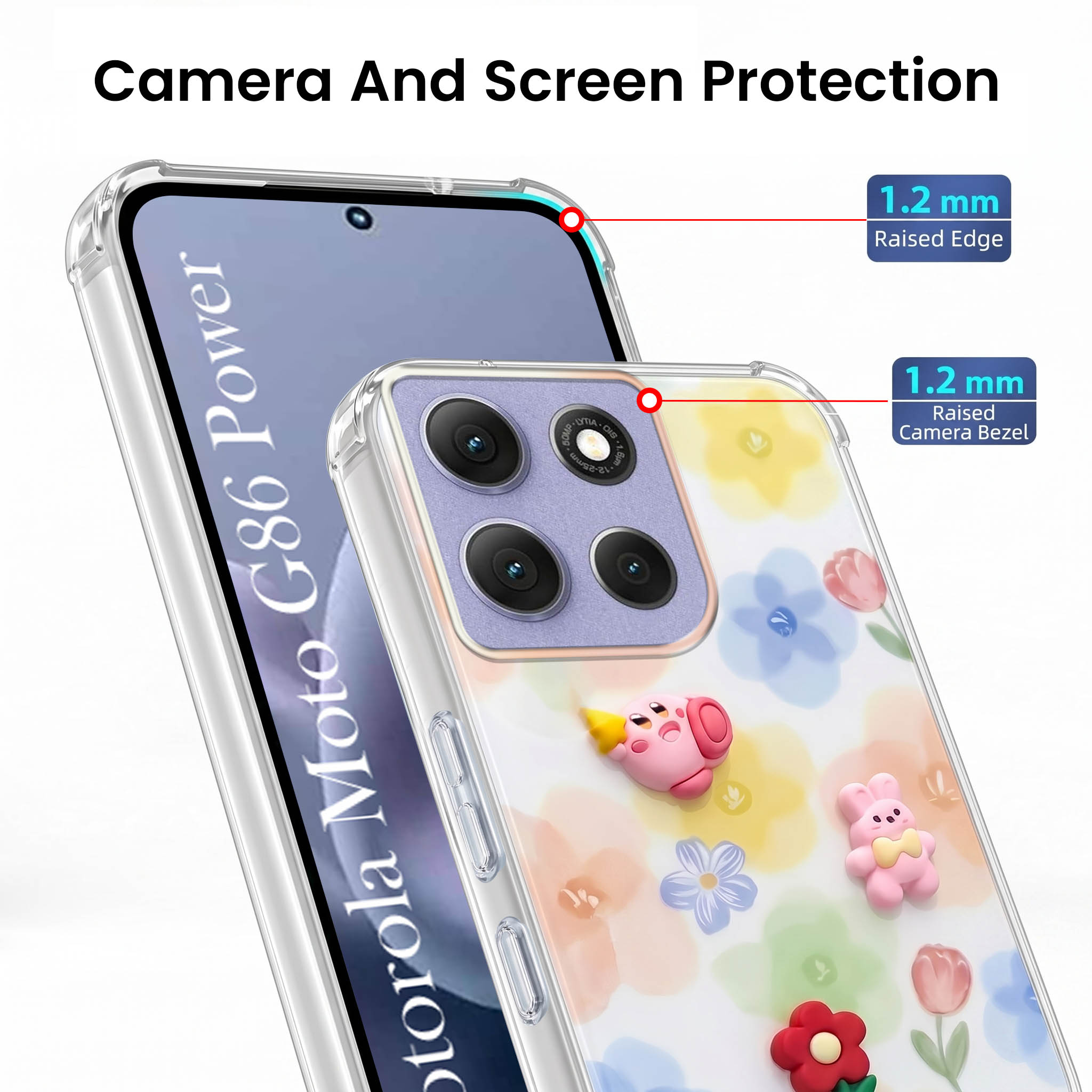 For Motorola Moto G86 Power Back Cover Case (3D Cute Cartoons | Hard Back Side Soft | Matte Premium Finish | HD Printing)
